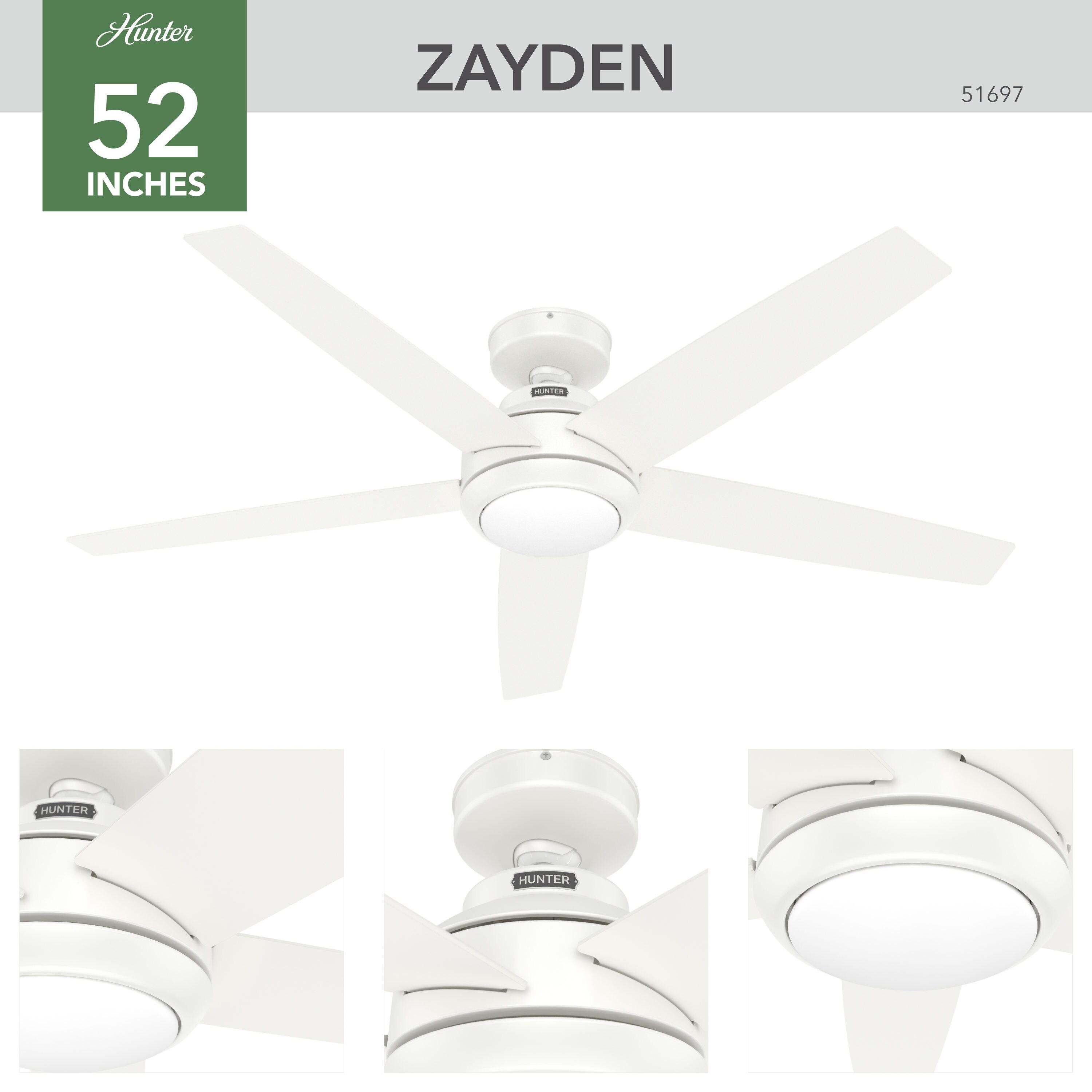Hunter Fan 52" Zayden 5 - Blade Ceiling Fan With Lights and Remote