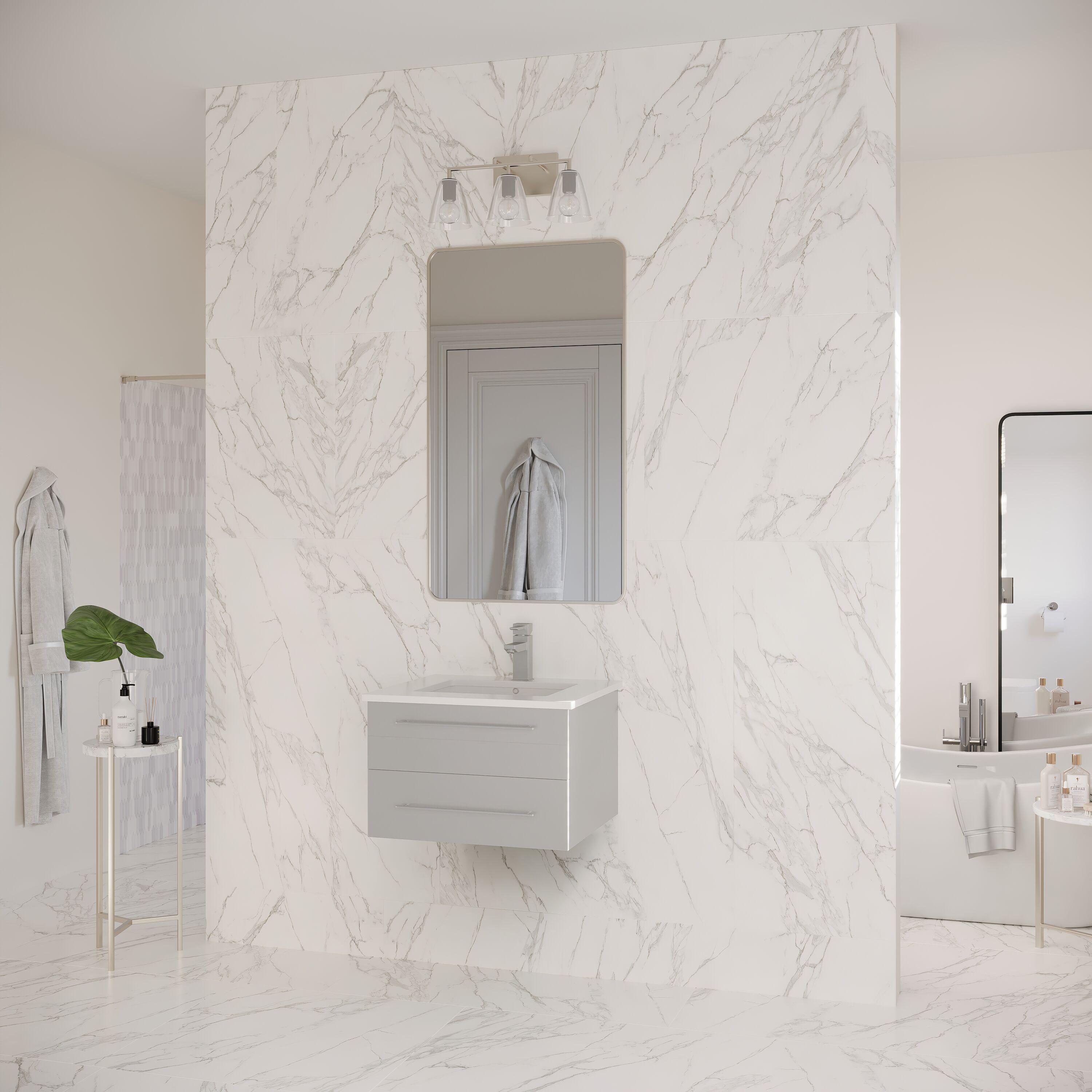 Lucera 24" Wall Mount Modern Single Sink Bathroom Vanity with Top and Undermount Sink