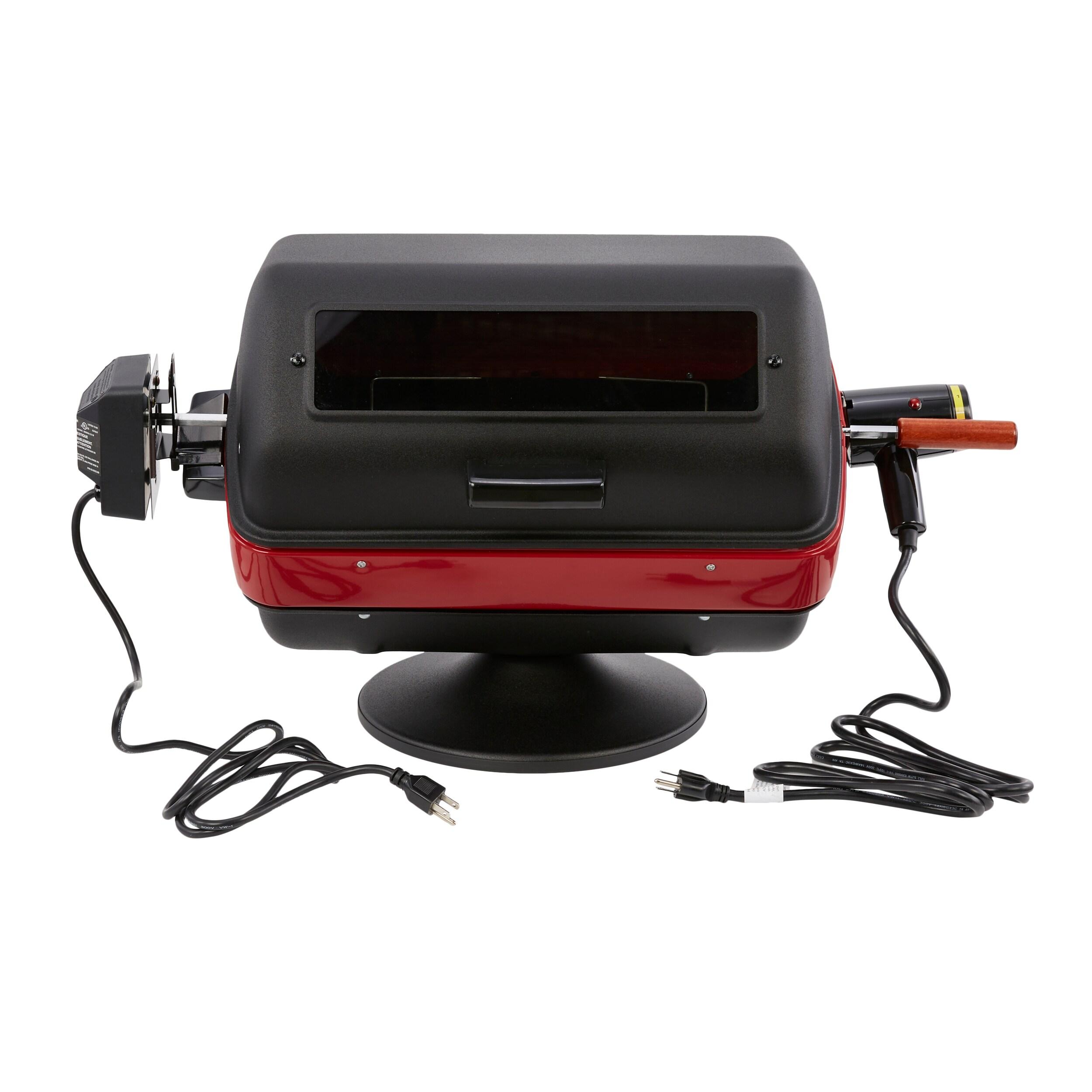 Americana Black and Red Electric Rotisserie Tabletop Grill