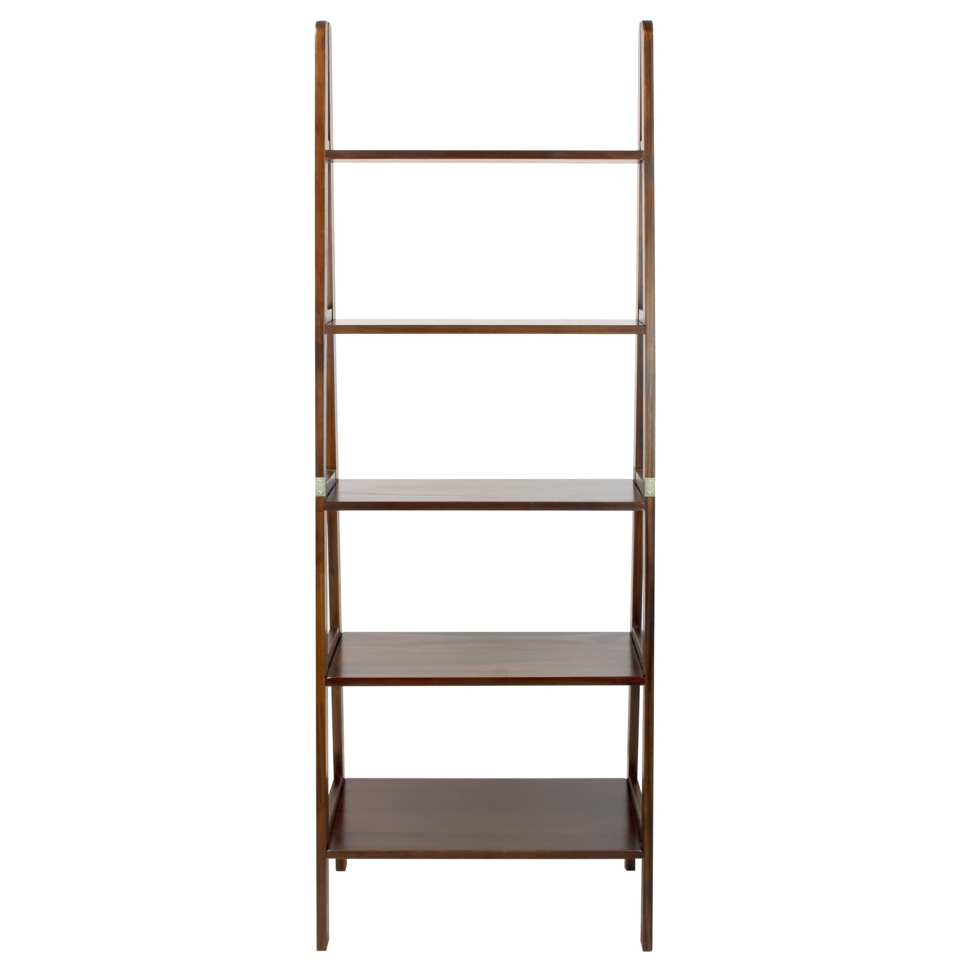 Casual Home 176-54 5-Shelf Ladder Bookcase, Warm Brown