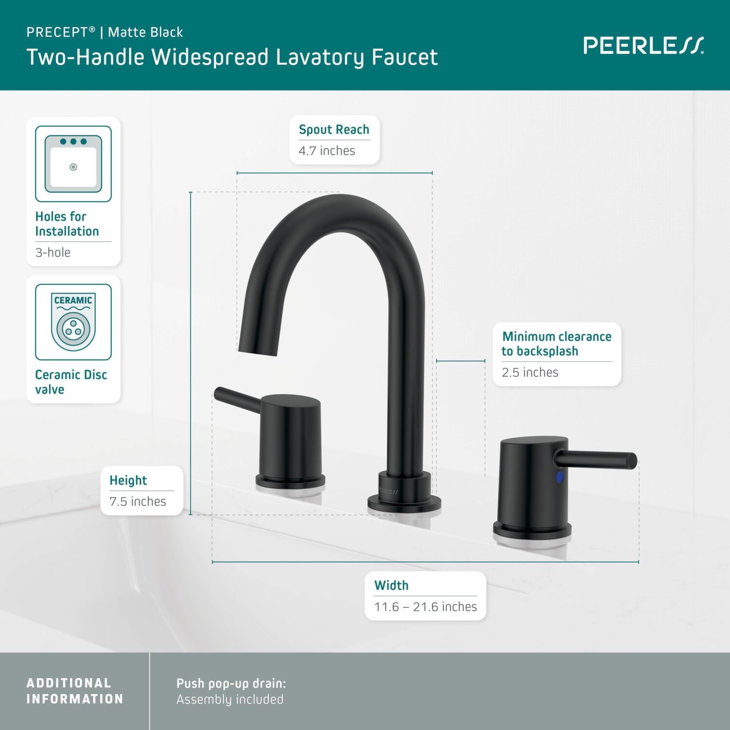 Precept Widespread 2-handle Bathroom Faucet with Drain Assembly