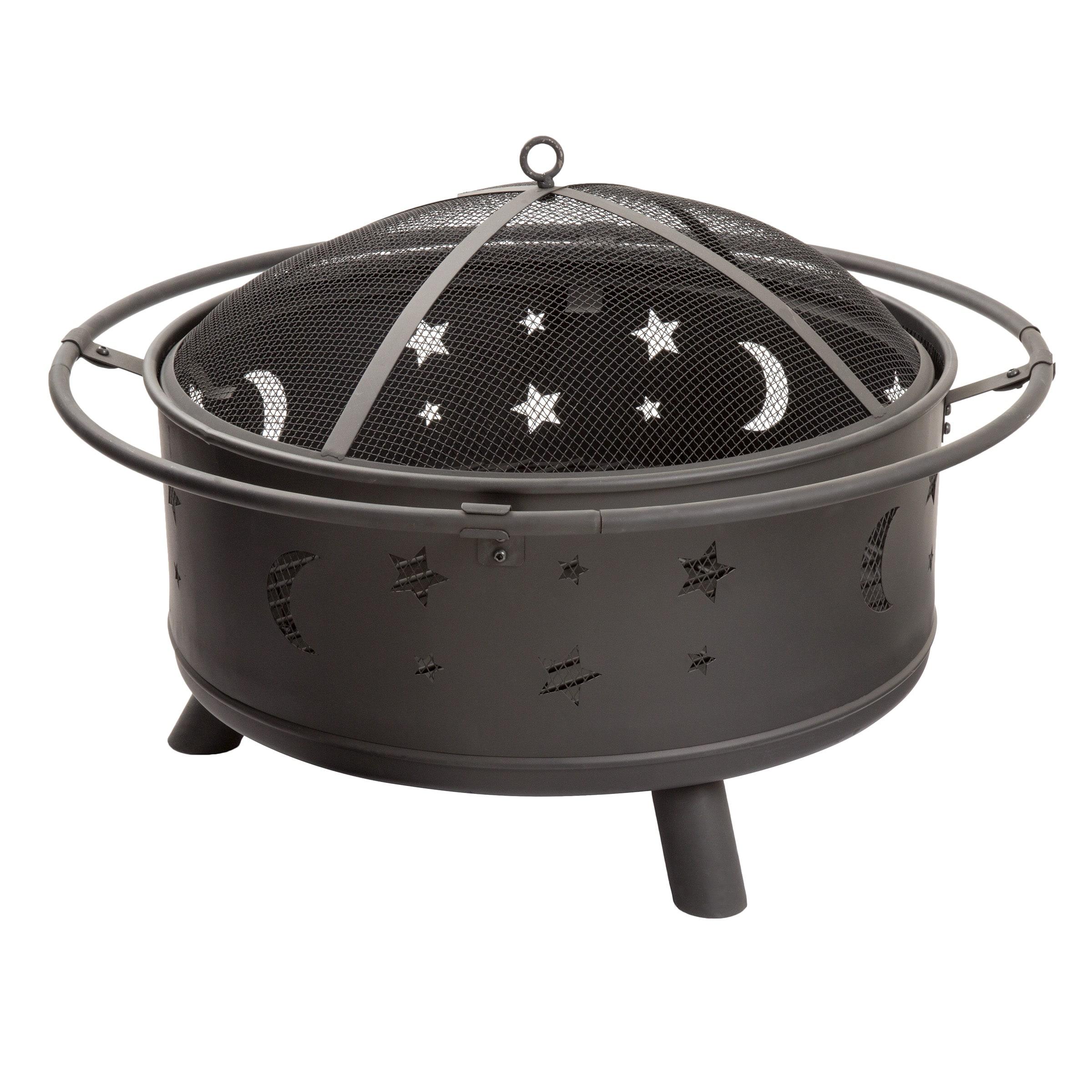 Nature Spring Star and Moon Wood Burning Fire Pit – Black