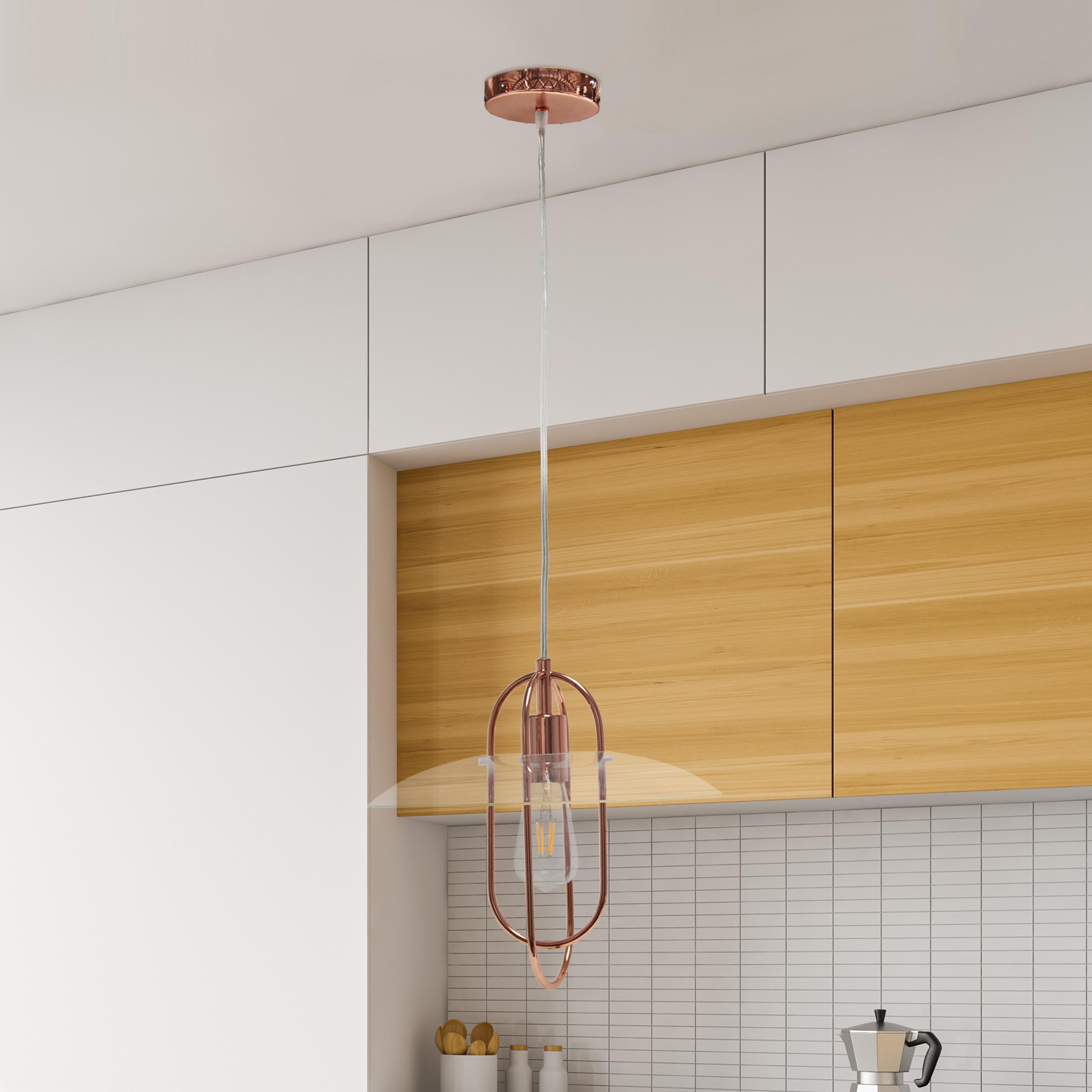 Lalia Home Iron 1 Light Elongated Pendant in Rose Gold