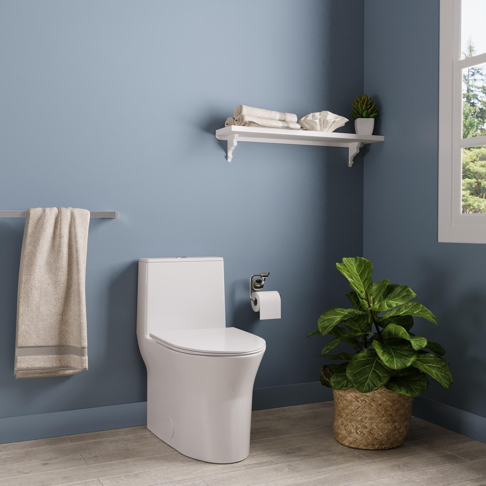 One Piece Toilet For Bathroom, Modern Bathroom Toilet with Dual Flush 1.1/1.6 Gpf Fully Skirted Toilets(Soft Close Seat)