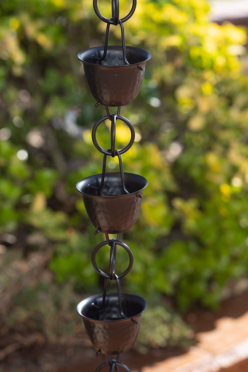 Monarch Rain Chains Aluminum Hammered Cup Rain Chain Replacement Downspout for Gutters