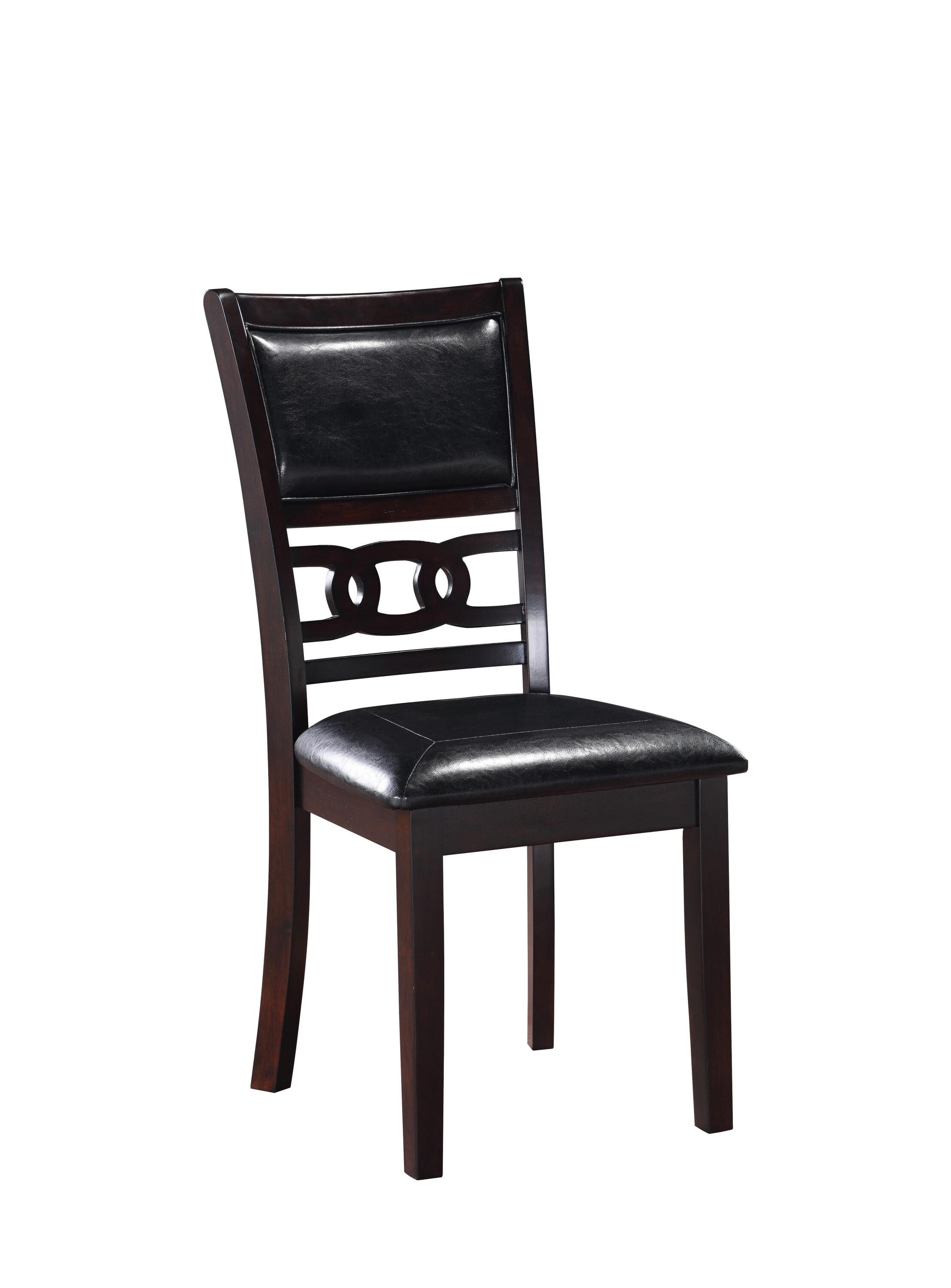 New Classic Furniture Gia Dining Collection with 48" Dining Table, 4 Cushioned Chairs, Veneer Tabletop and Solid Rubberwood Construction, Ebony