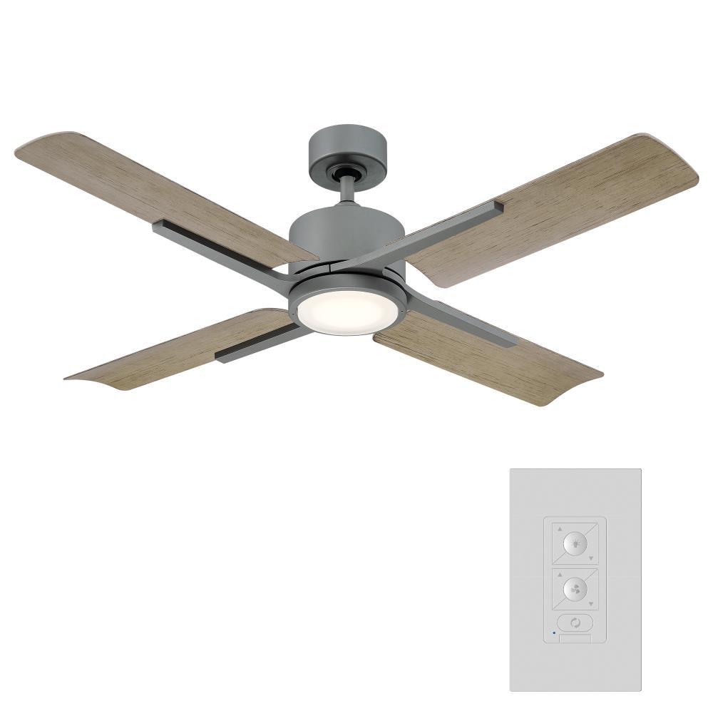 Cervantes Indoor and Outdoor 4-Blade Smart Ceiling Fan 56in Graphite Weathered Gray with 3000K LED Light Kit and Remote Control