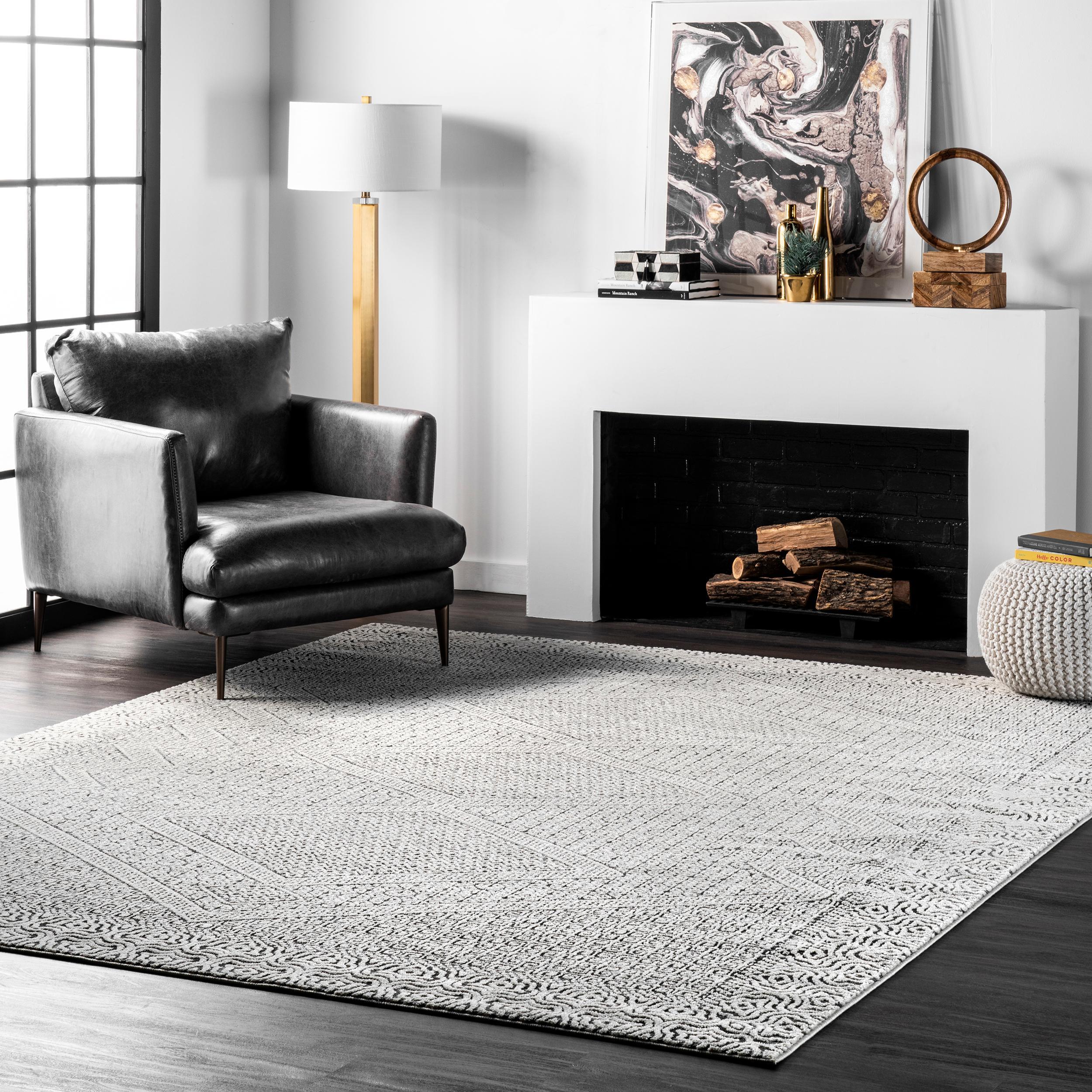 Nuloom Exie Medallion 6 Square Indoor Area Rug for Living Room Bedroom Dining Room Kitchen, Grey/Ivory