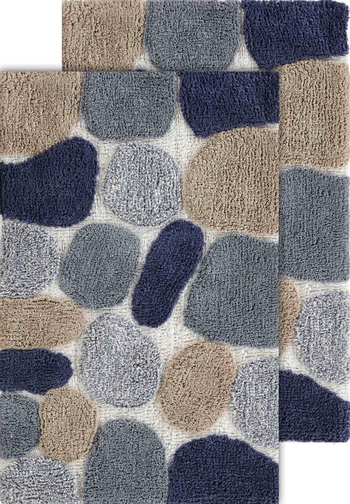 2pc 32"x20" Pebbles Bath Rug Set Gray/Blue - Chesapeake Merchandising