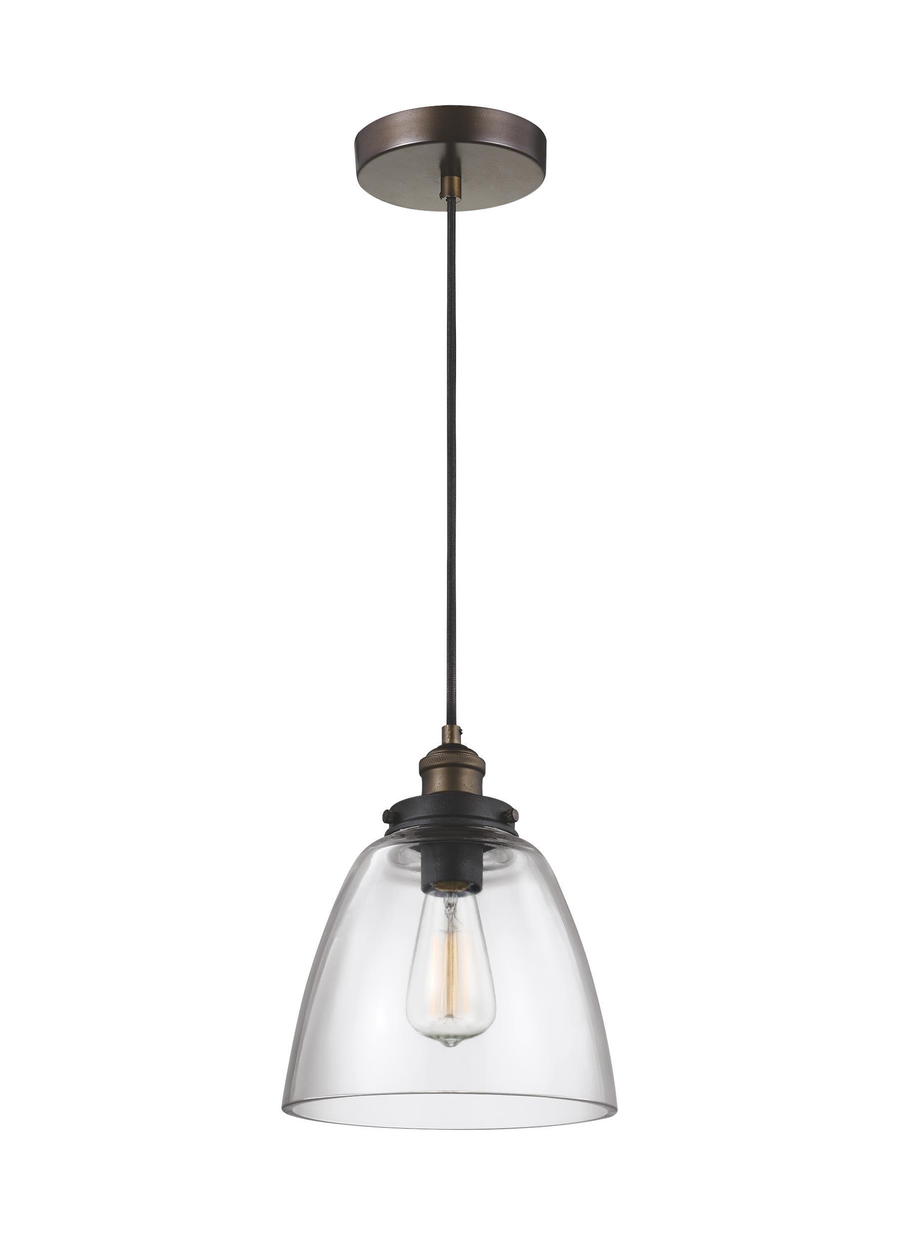 Elegant Baskin 10.75" Pendant in Painted Aged Brass with Clear Glass