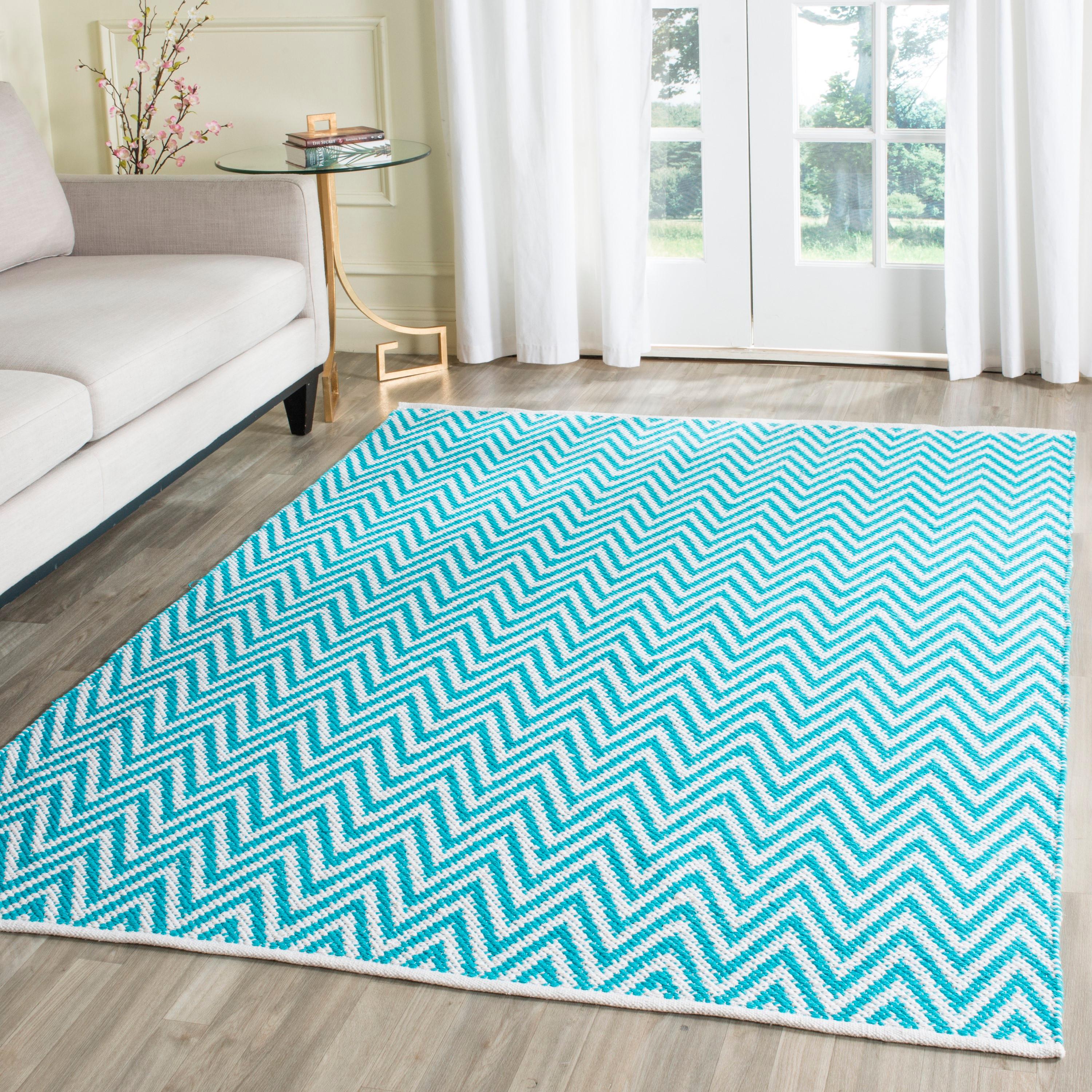 Montauk MTK812 Hand Woven Indoor Area Rug - Turquoise/Ivory - 5'x7' - Safavieh.