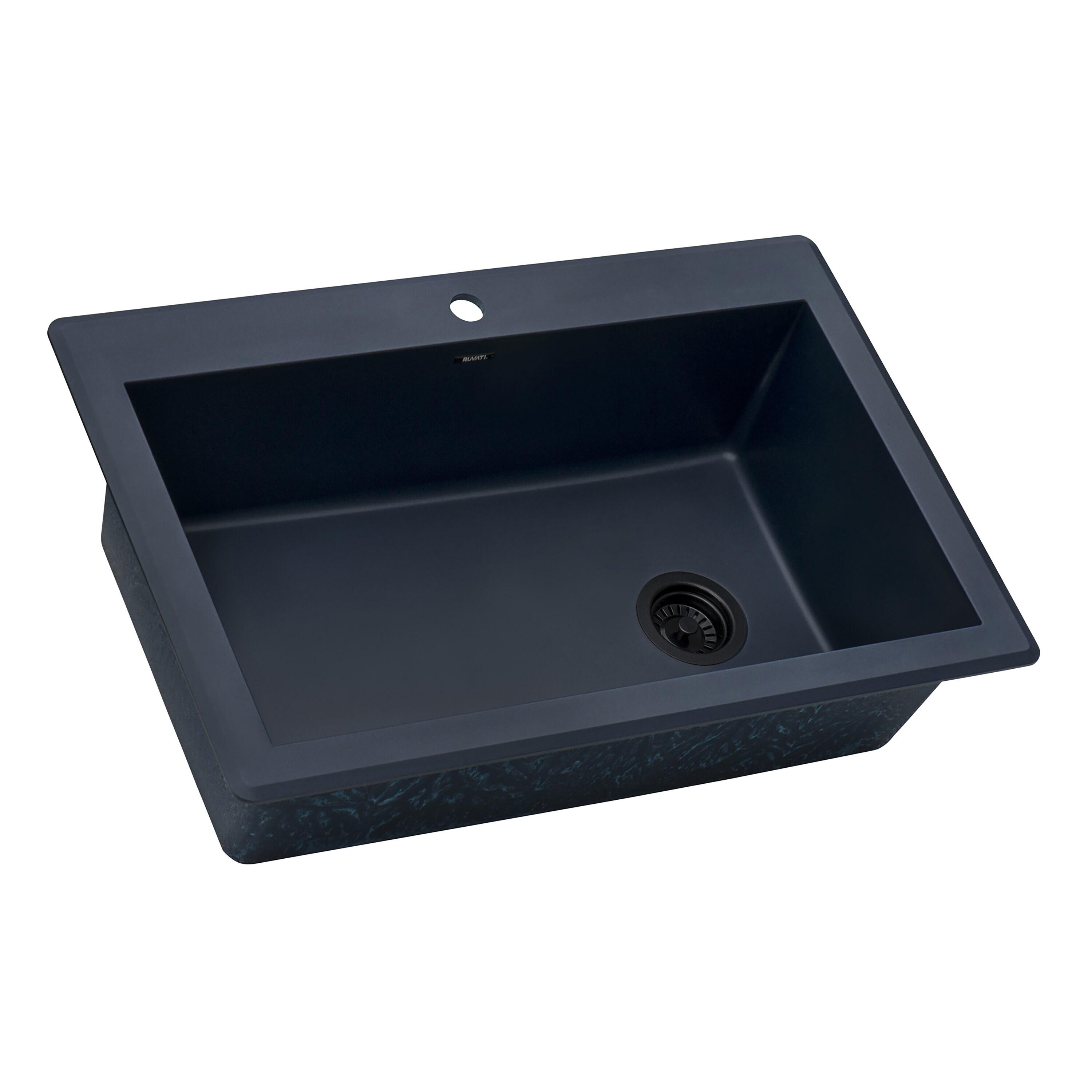 Ruvati 33 x 22 inch Granite Composite Drop-in Topmount Single Bowl Kitchen Sink