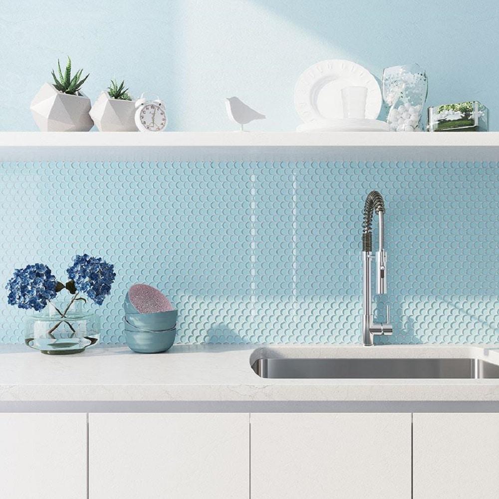 Apollo Tile Penny 1 " X 1 " Straight Edge Glass Mosaic Sheet Wall & Floor Tile