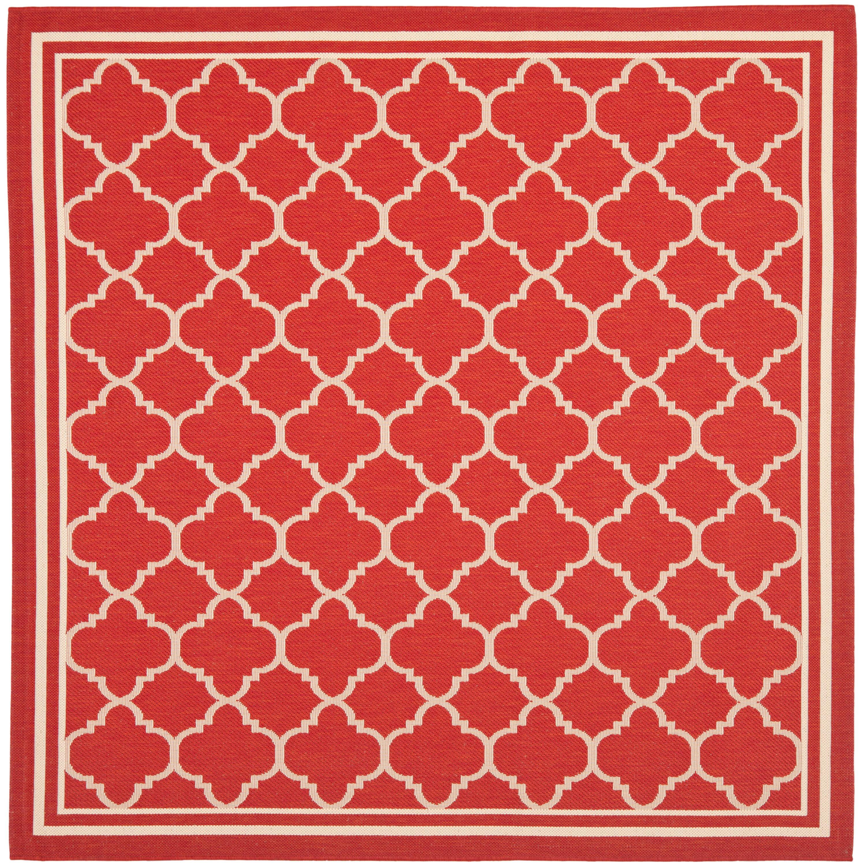 Courtyard CY6918 Power Loomed Indoor/Outdoor Area Rug - Red/Bone - 5'3"x5'3" - Safavieh.