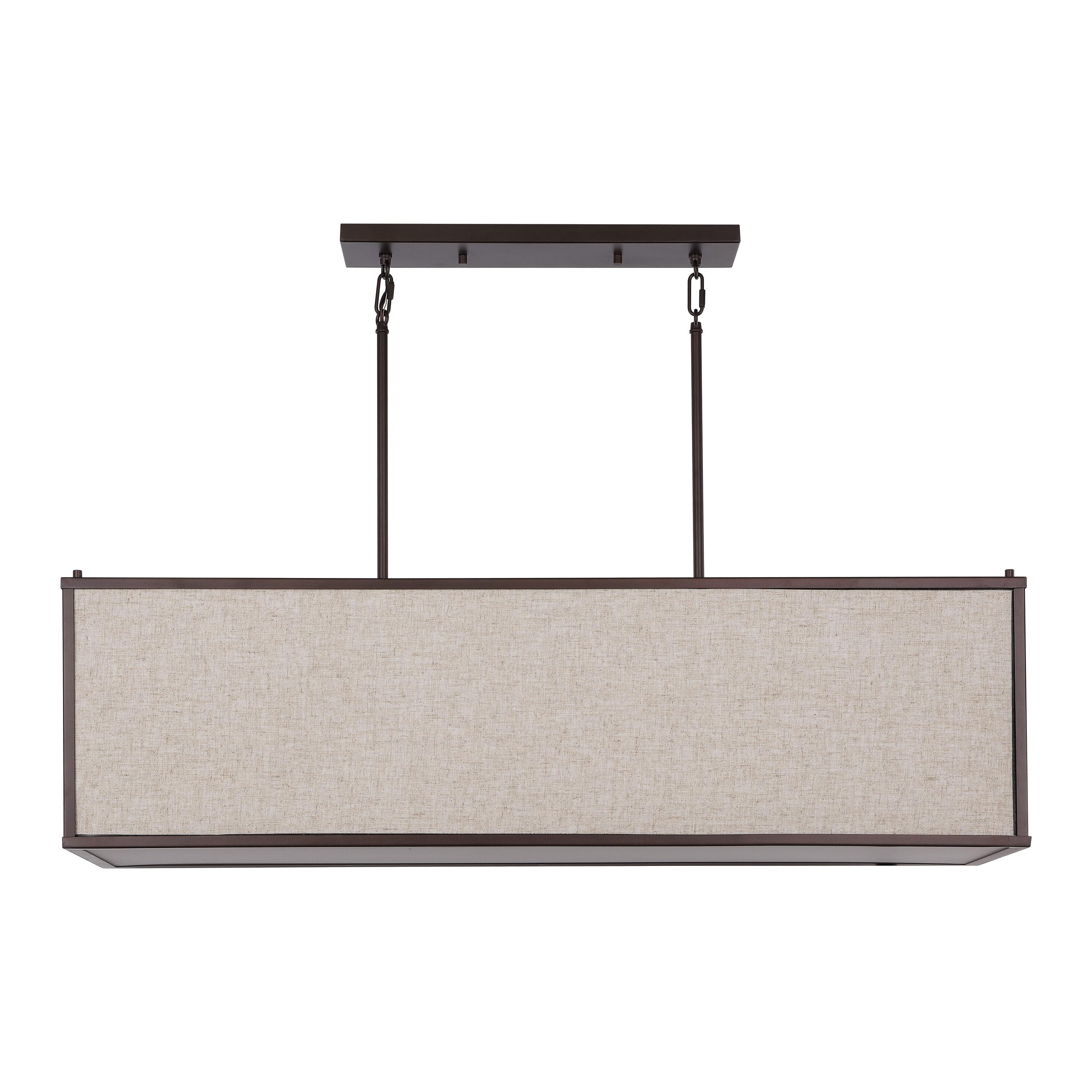 JONATHAN Y JYL1312A Cole 42" 4-Light Rectangular Linen Iron Linear LED Pendant, Farmhouse, Industrial, Coastal, Contemporary, Modern, Minimalist for Bedroom, Living Room, Office, Oil Rubbed Bronze