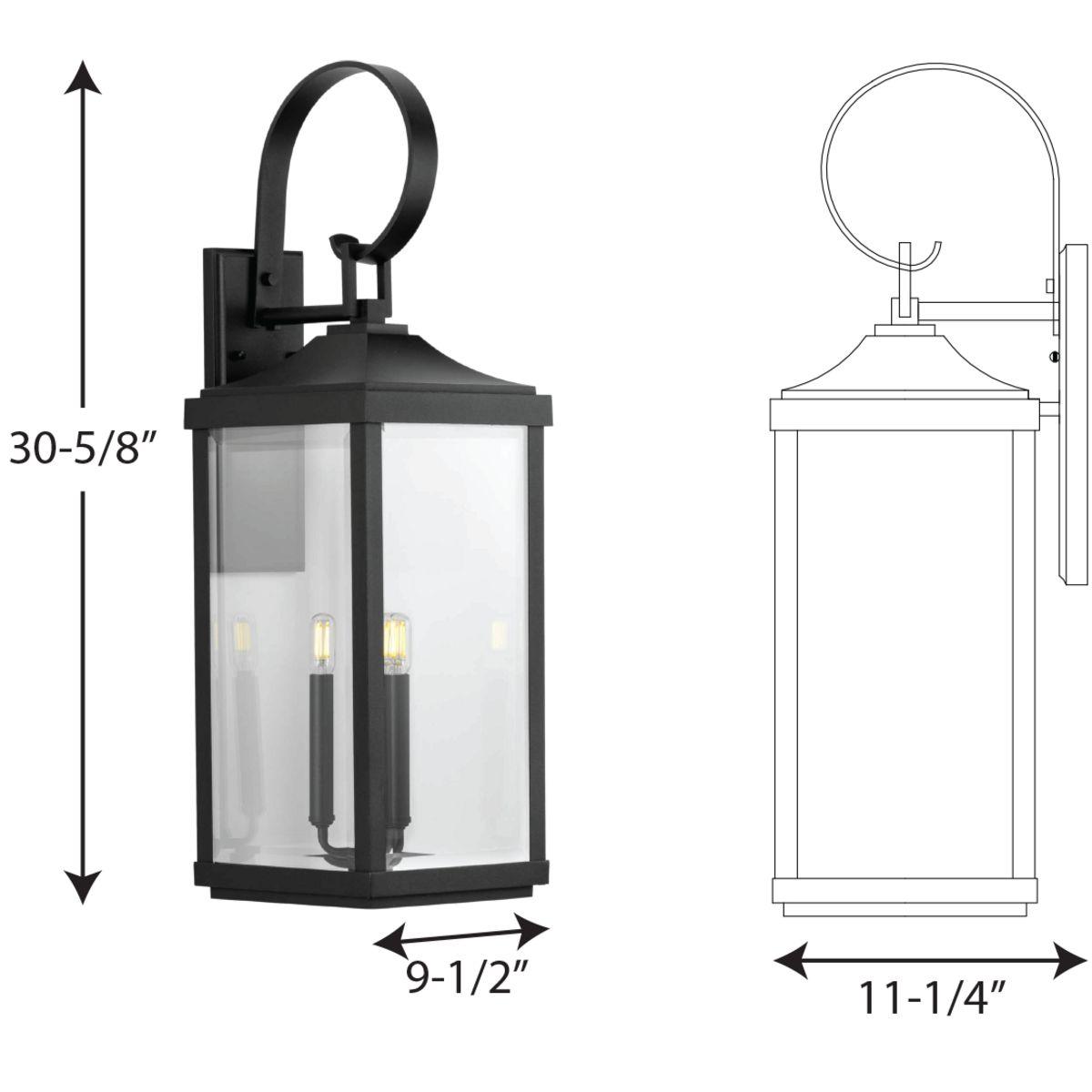 Progress Lighting Gibbes Street 3-Light Wall Lantern in Antique Bronze with Clear Beveled Glass