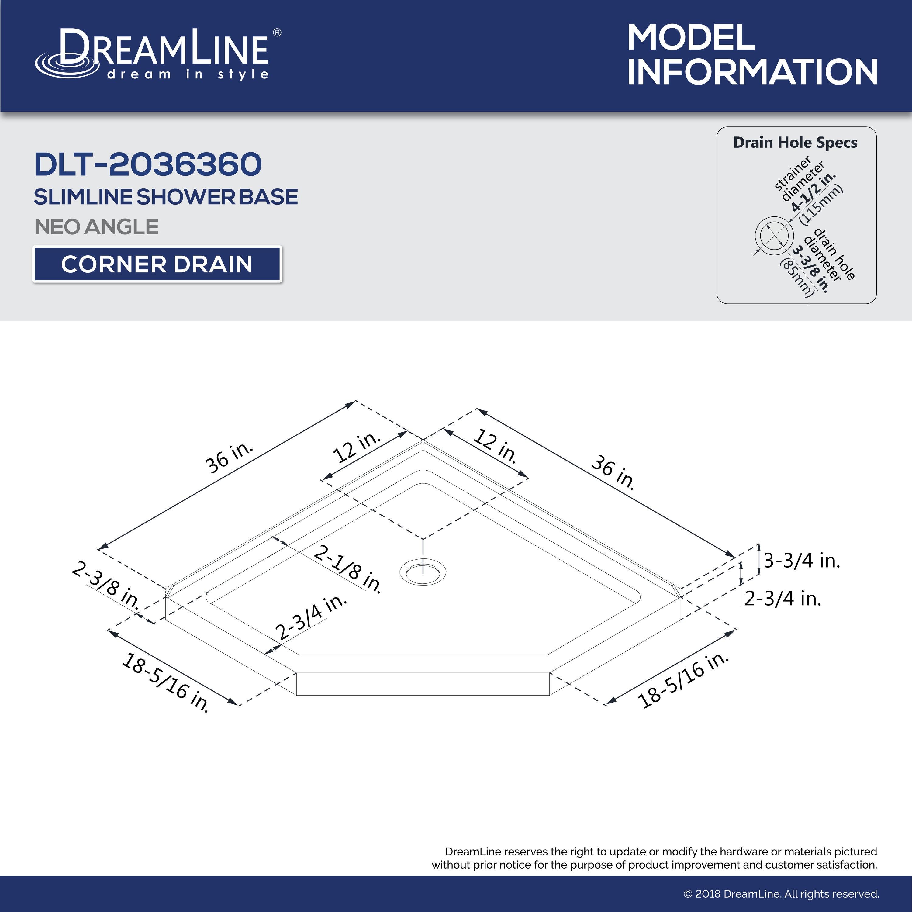 Qwall 36" W x 76.75" H Framed Neo-angle Shower Stall and Base Included