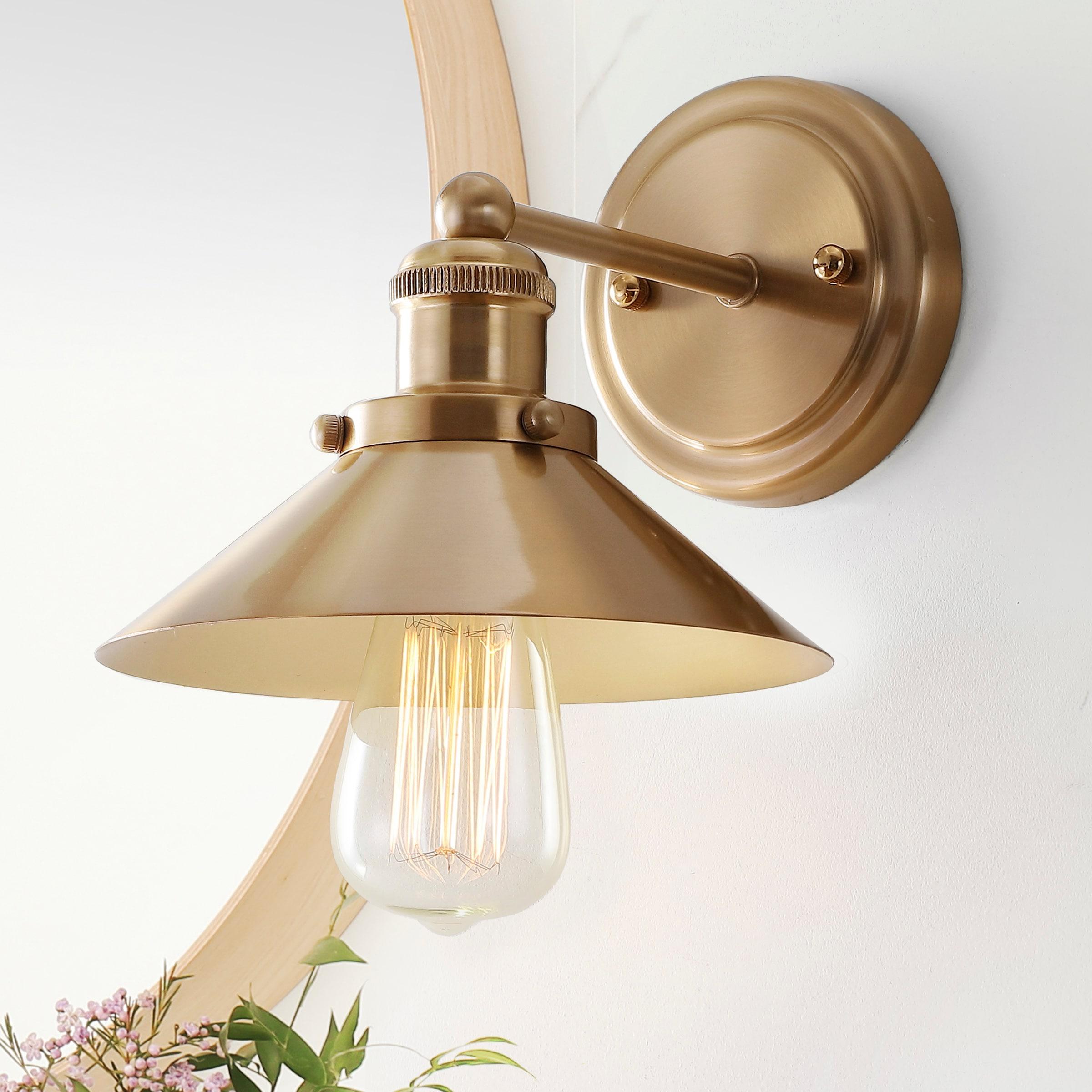 August 7.75 in. Metal Shade Brass Gold Vanity Light