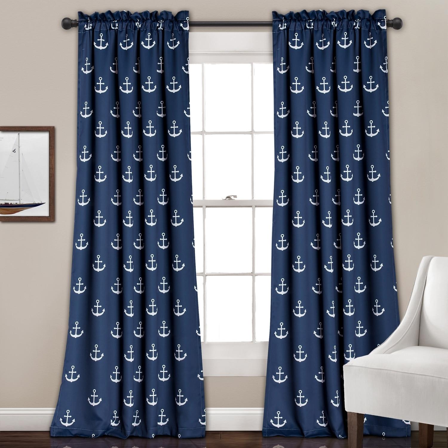 Lush Decor Anchor Polyester Room Darkening Curtain Pair (Set of 2)