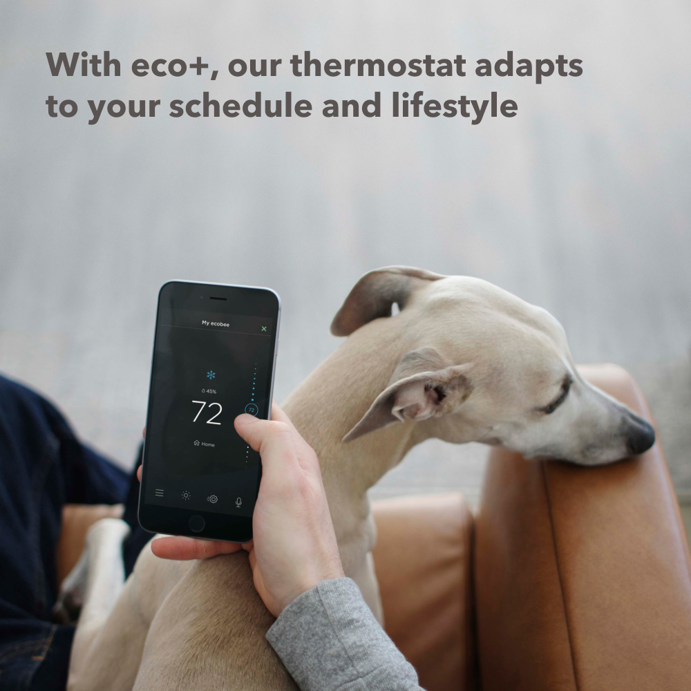 ecobee 3 Lite Smart Thermostat: Energy Star Certified, 3-Year Warranty, 4" x 4" x 0.8", Plastic, 1.23 lbs