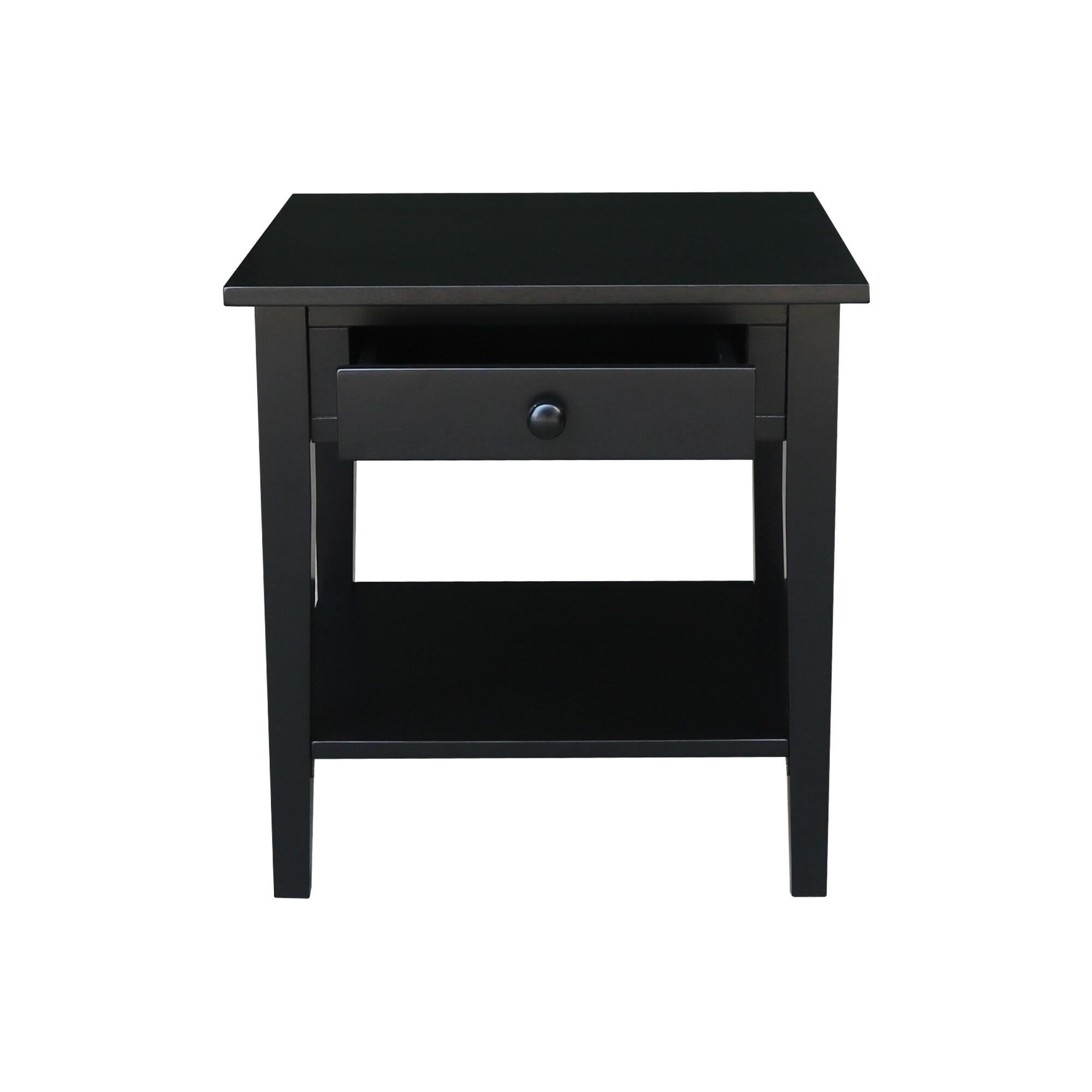 International Concepts Spencer End Table Black: Modern Square Design, Hardwood Frame, 24x24 Size, Spot Clean