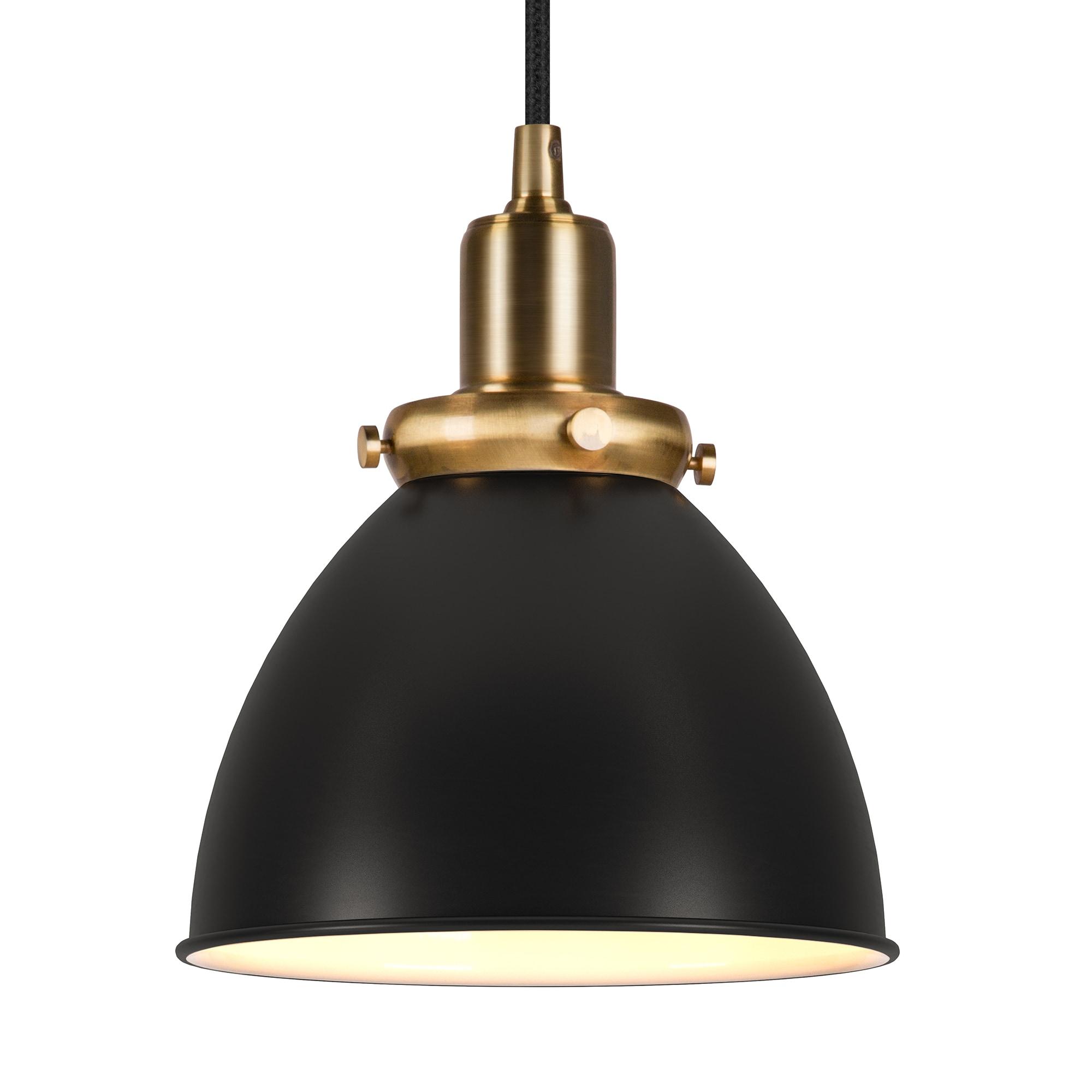 Evelyn&Zoe 8" Black/Brass Metal Pendant