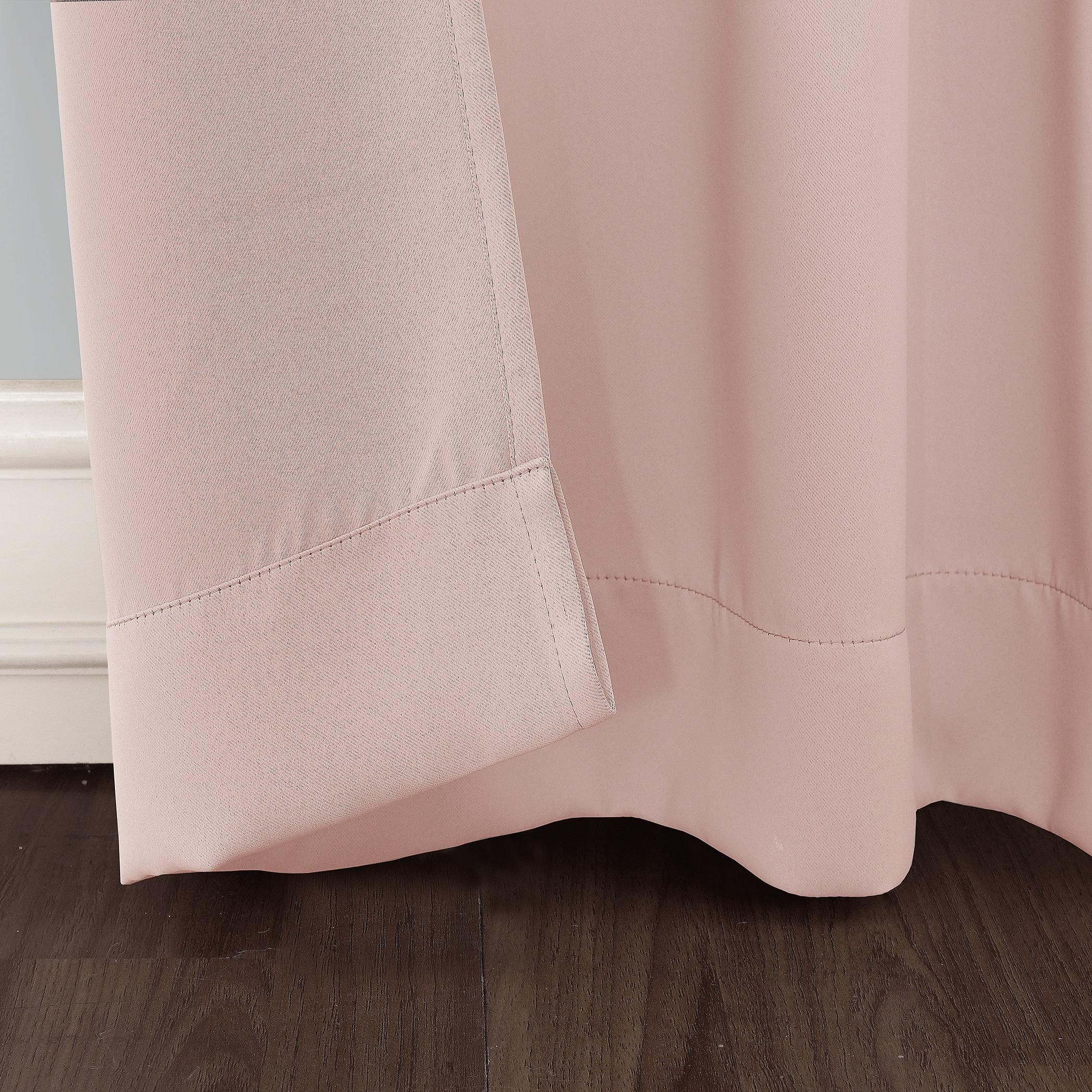 40"x95" Sun Zero Blackout Kenneth Energy Saving Rod Pocket Curtain Panel Blush: Noise Reduction, Energy Efficient