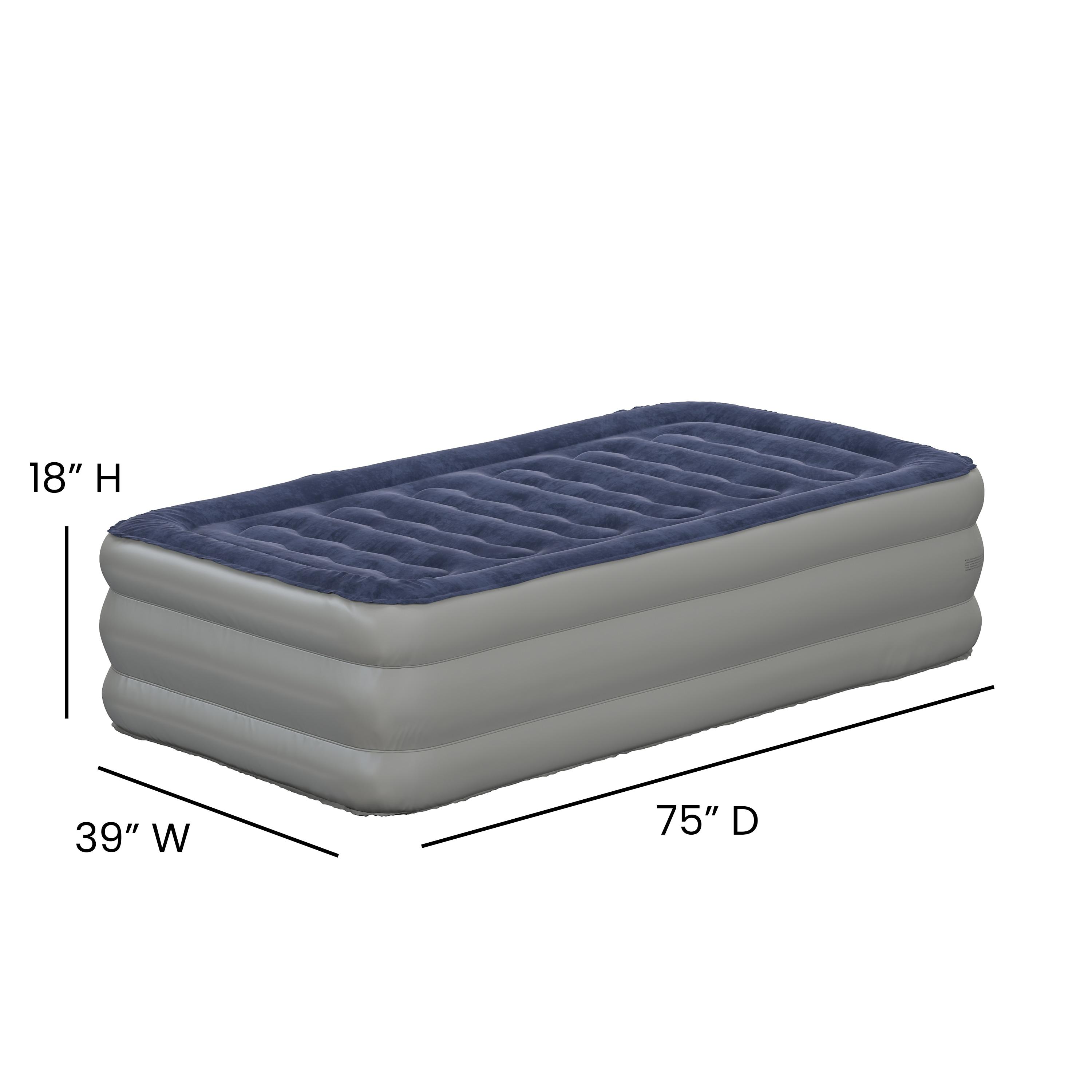 Flash Furniture 18 inch Air Mattress with ETL Certified Internal Electric Pump and Carrying Case - Twin