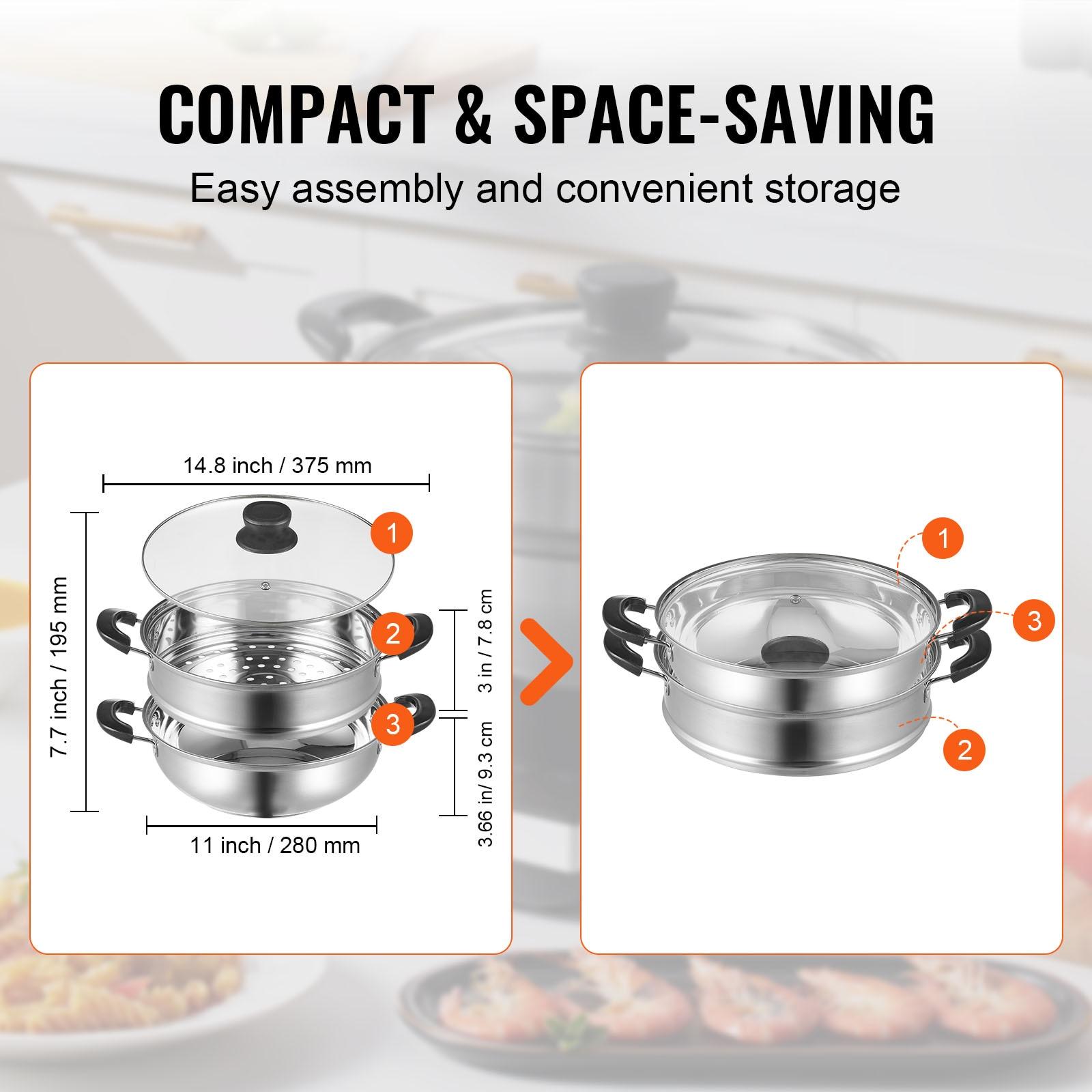 VEVOR VEVOR 3 Quarts Stainless Stee Steamer Pot