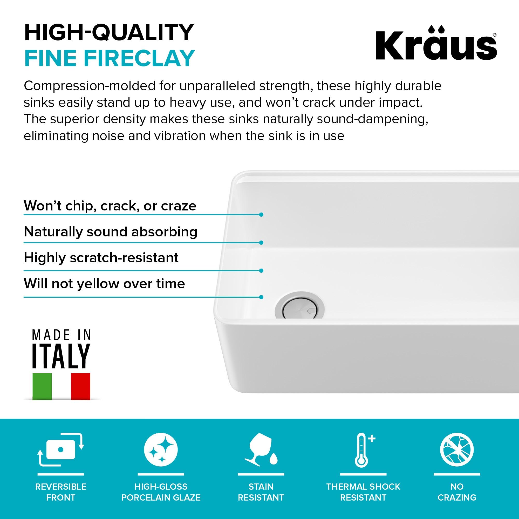 KRAUS Turino™ Workstation 33" L Farmhouse Reversible Apron Front Fireclay Single Bowl Kitchen Sink