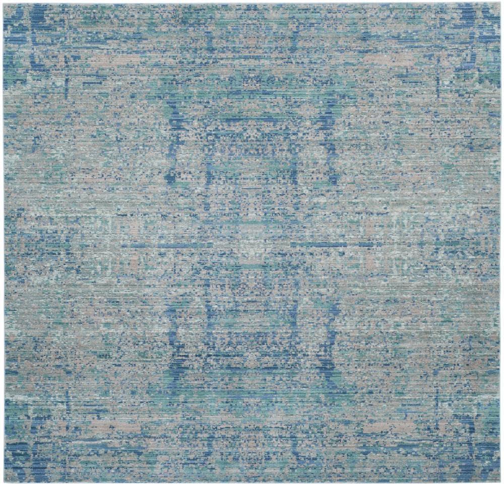 Mystique MYS971 Power Loomed Area Rug - Light Blue/Multi - 6'7"x6'7" - Safavieh.
