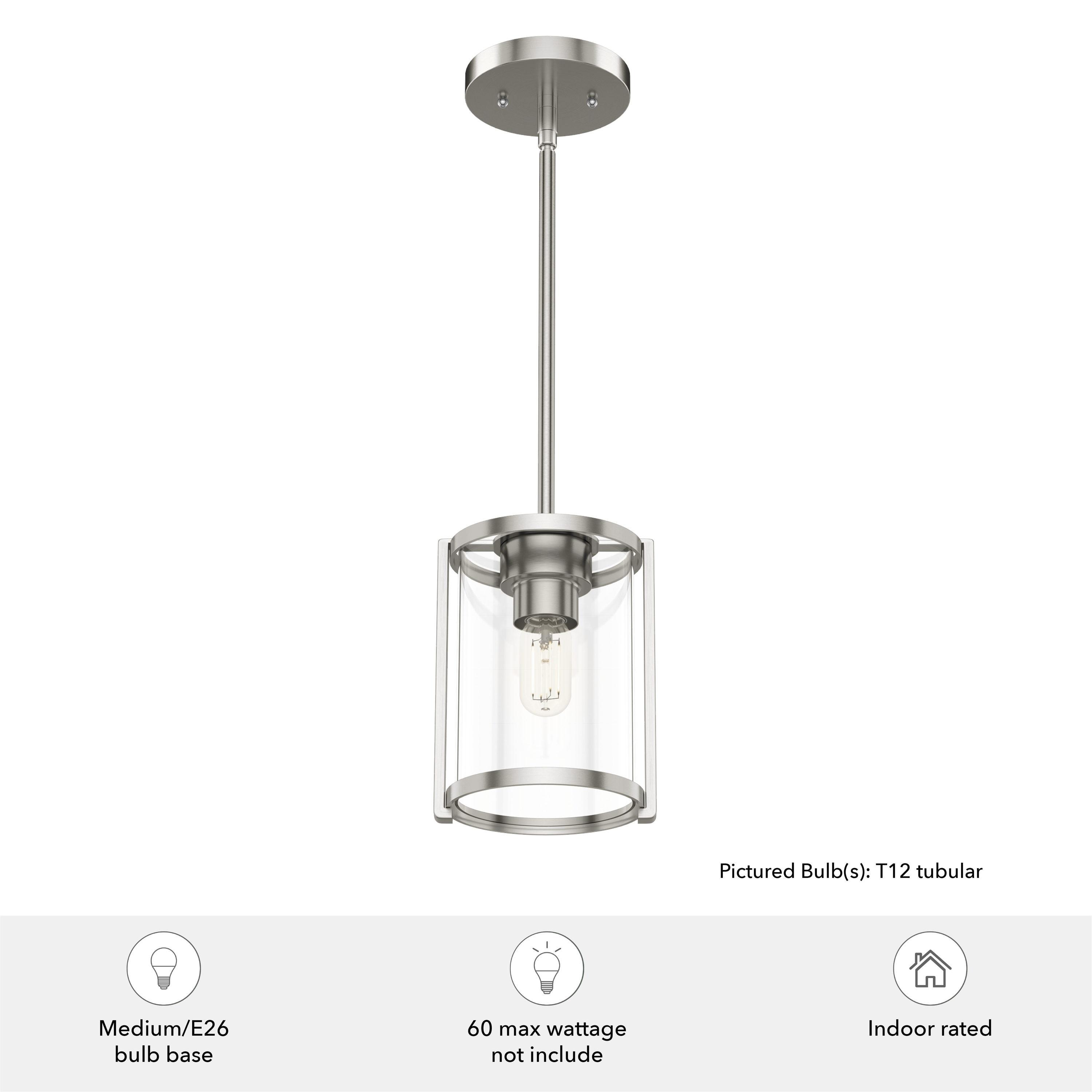 Astwood Clear Glass Mini Pendant Ceiling Light Fixture Silver - Hunter Fan: UL Listed, Adjustable Height