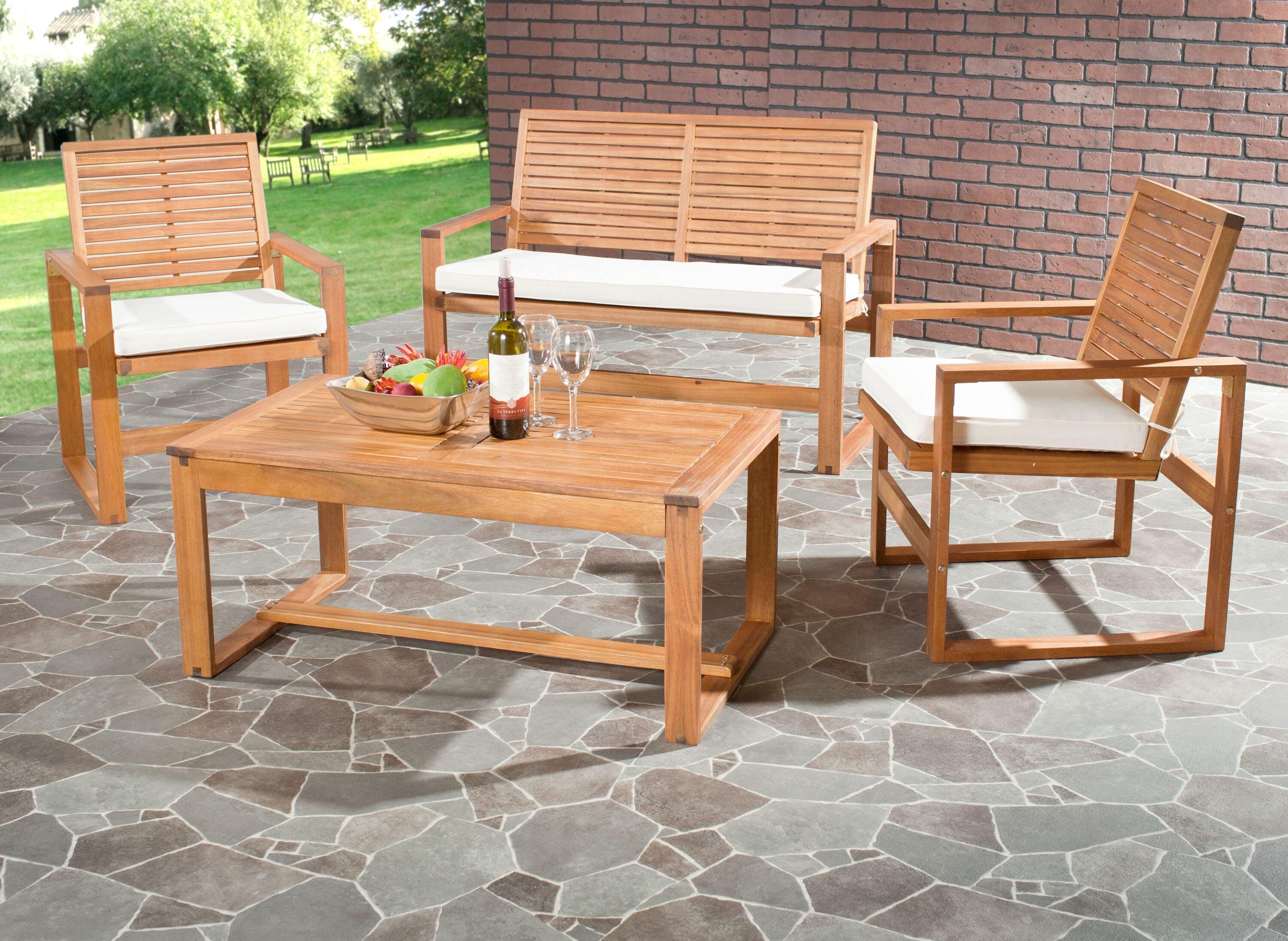 Ozark 4 Piece Set - Indoor/Outdoor - FOX6007 - Natural/Beige - Safavieh
