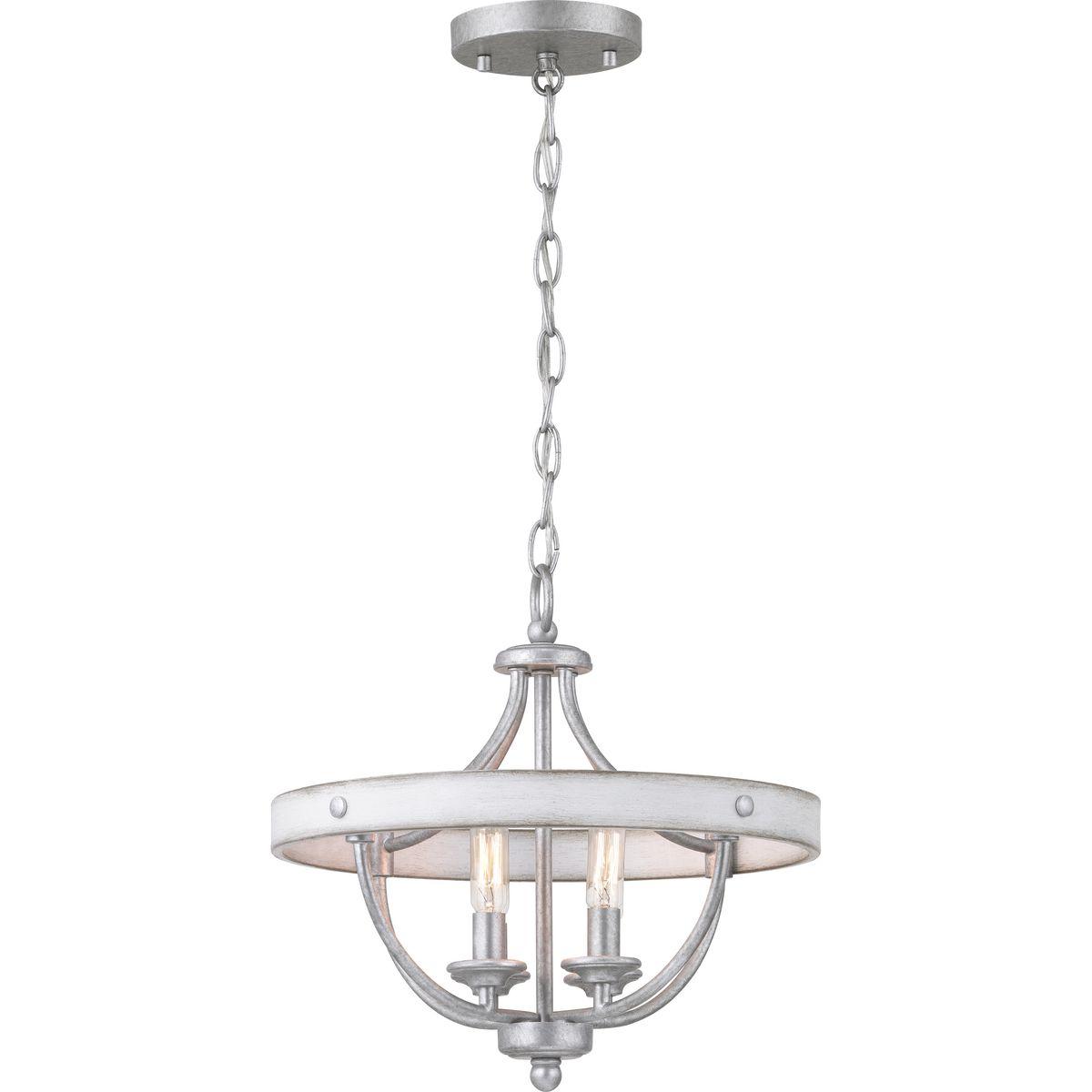 Progress Lighting Gulliver 4-Light Semi-Flush Galvanized Ceiling Light, Wood Grained Texture Shade