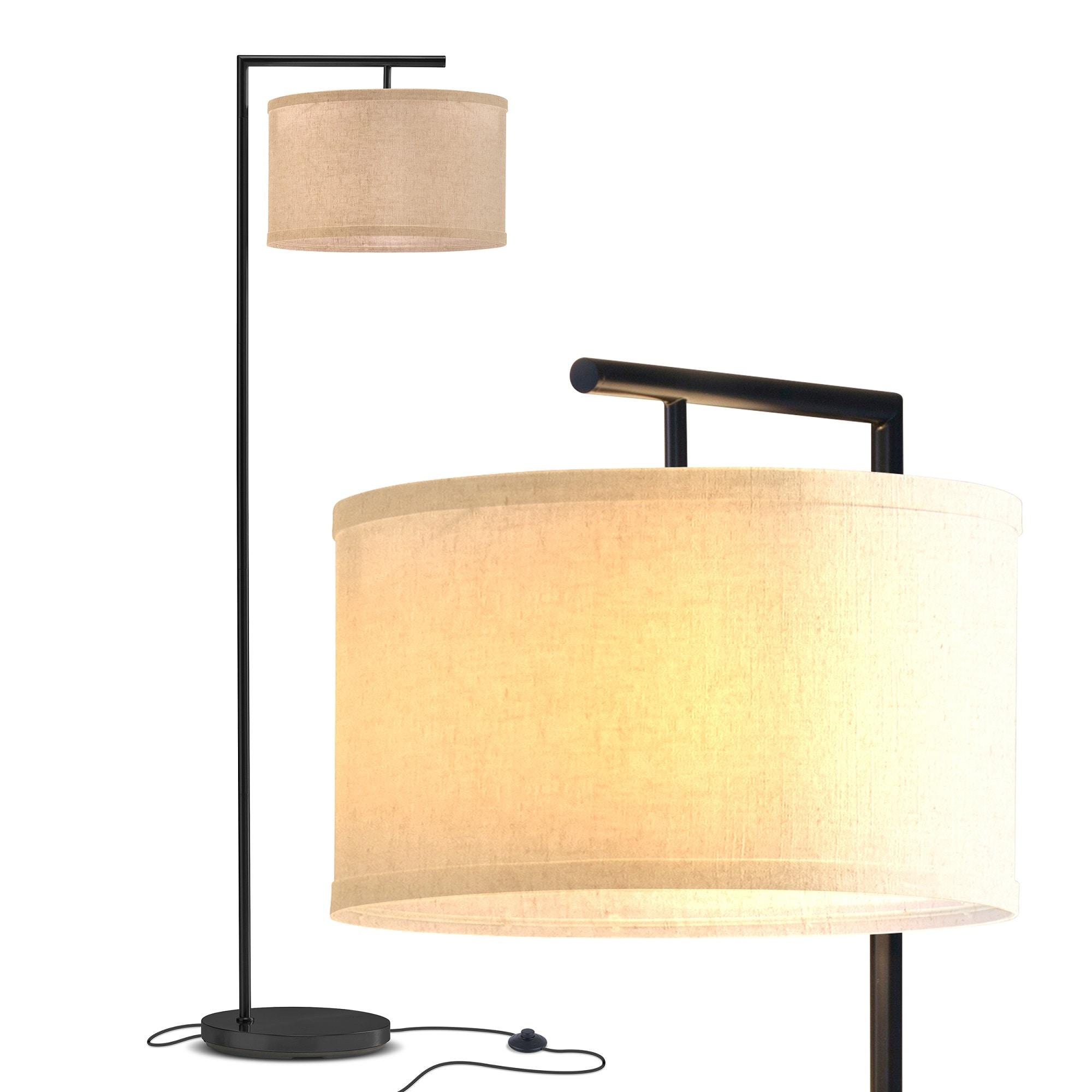 Montage Modern 60 in. Mid-Century Modern LED Floor Lamp with Fabric Drum Shade