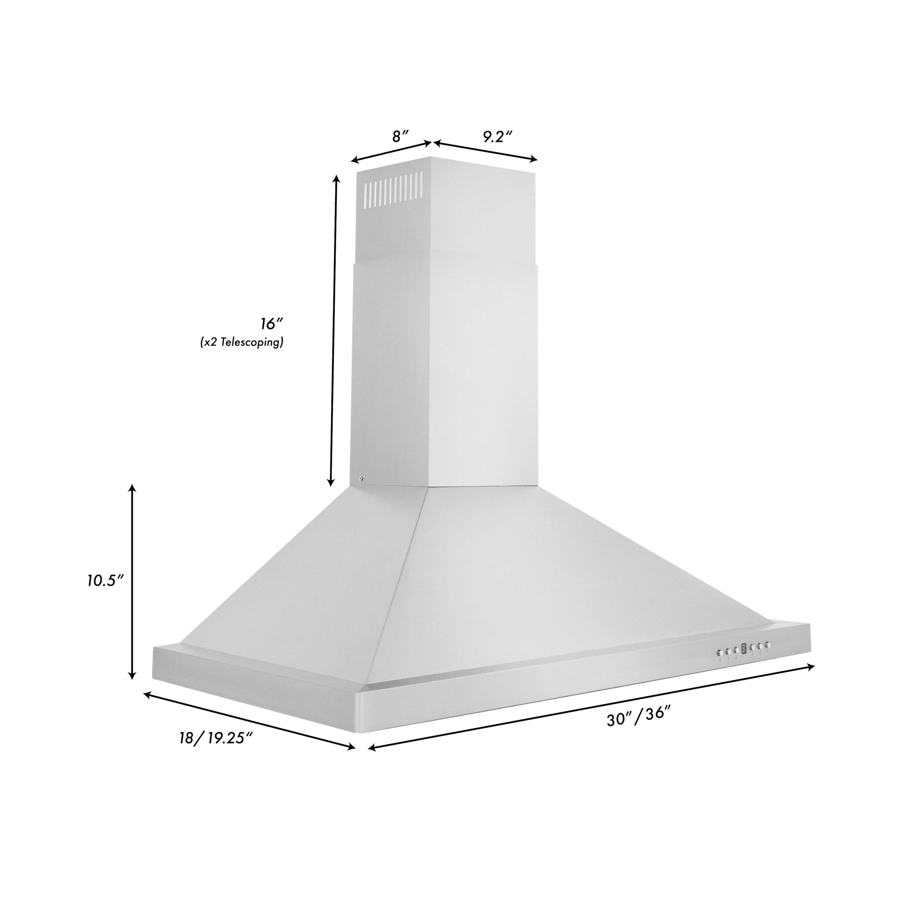 30" 400 CFM Convertible Wall Mount Range Hood