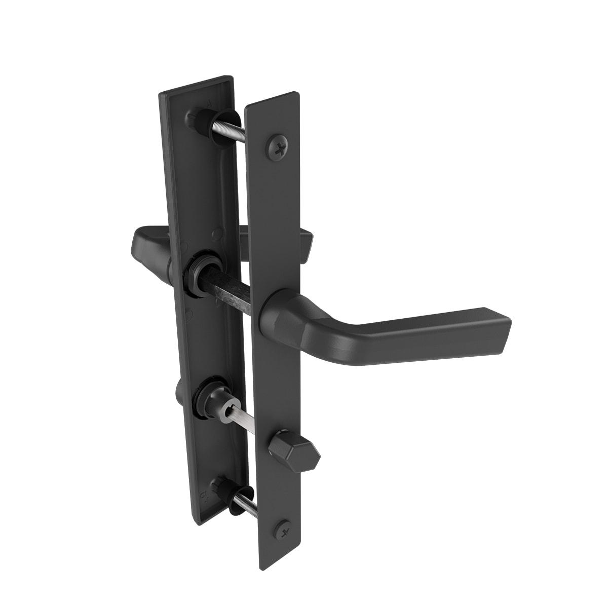 Larson QuickFit Matte Black Die-Cast Metal Locking Storm Door Straight Leverset