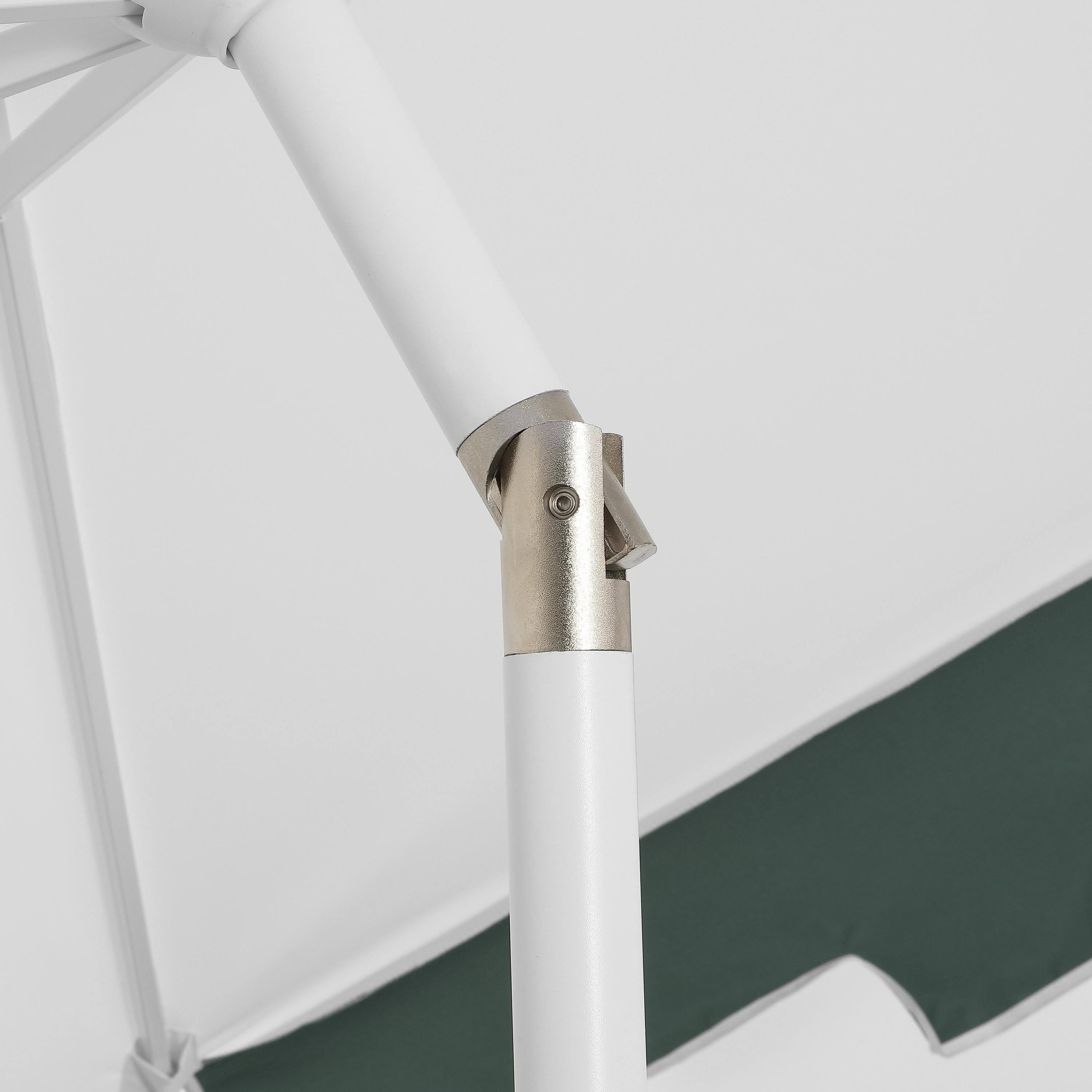 JONATHAN Y Baiona 9 ft. Classic MidCentury Market Patio Umbrella with UV Protection, Auto-Tilt, Crank and Wind Vent in White/Green