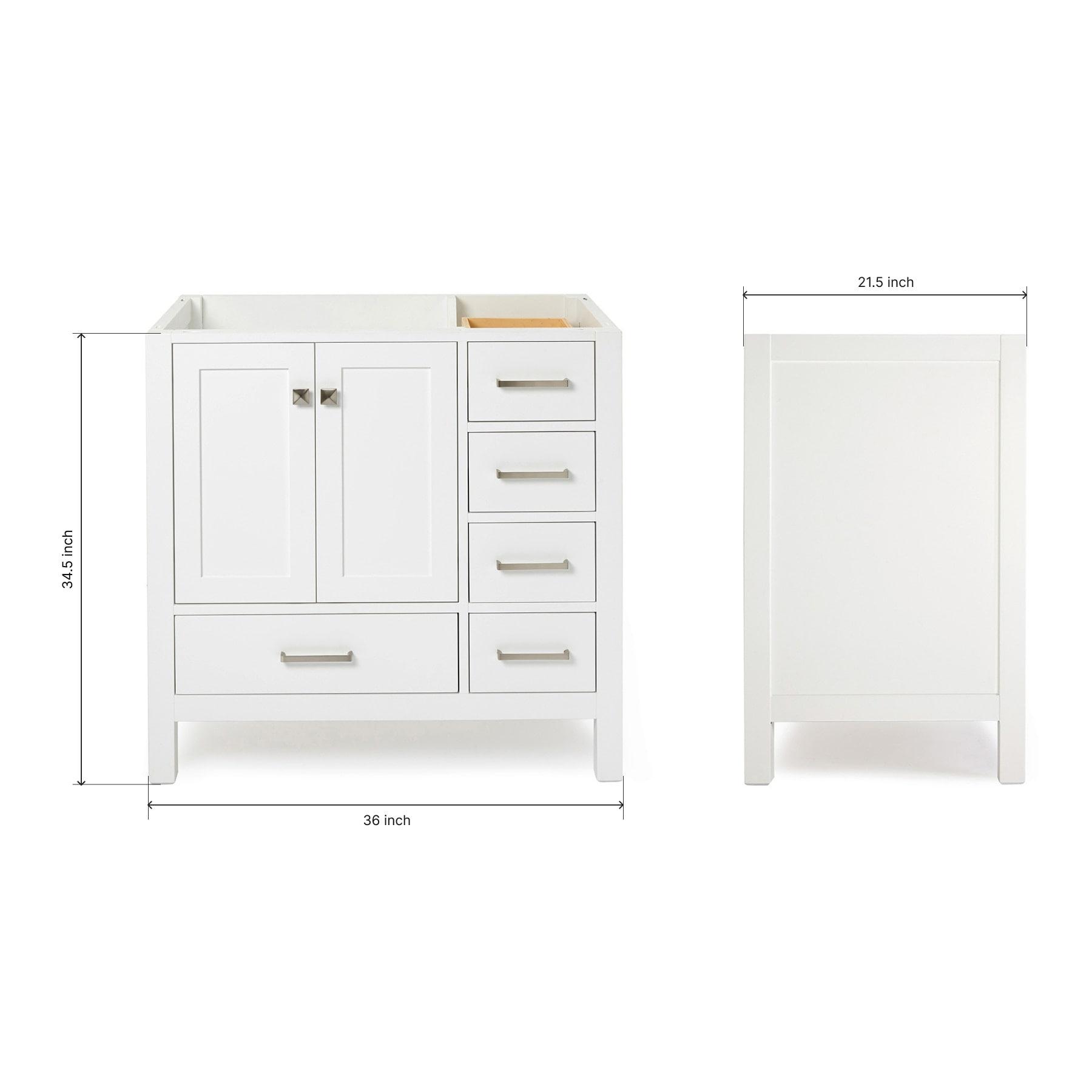 Ariel A037s-L-Bc Cambridge 36" Single Free Standing Wood Vanity Cabinet Only - White