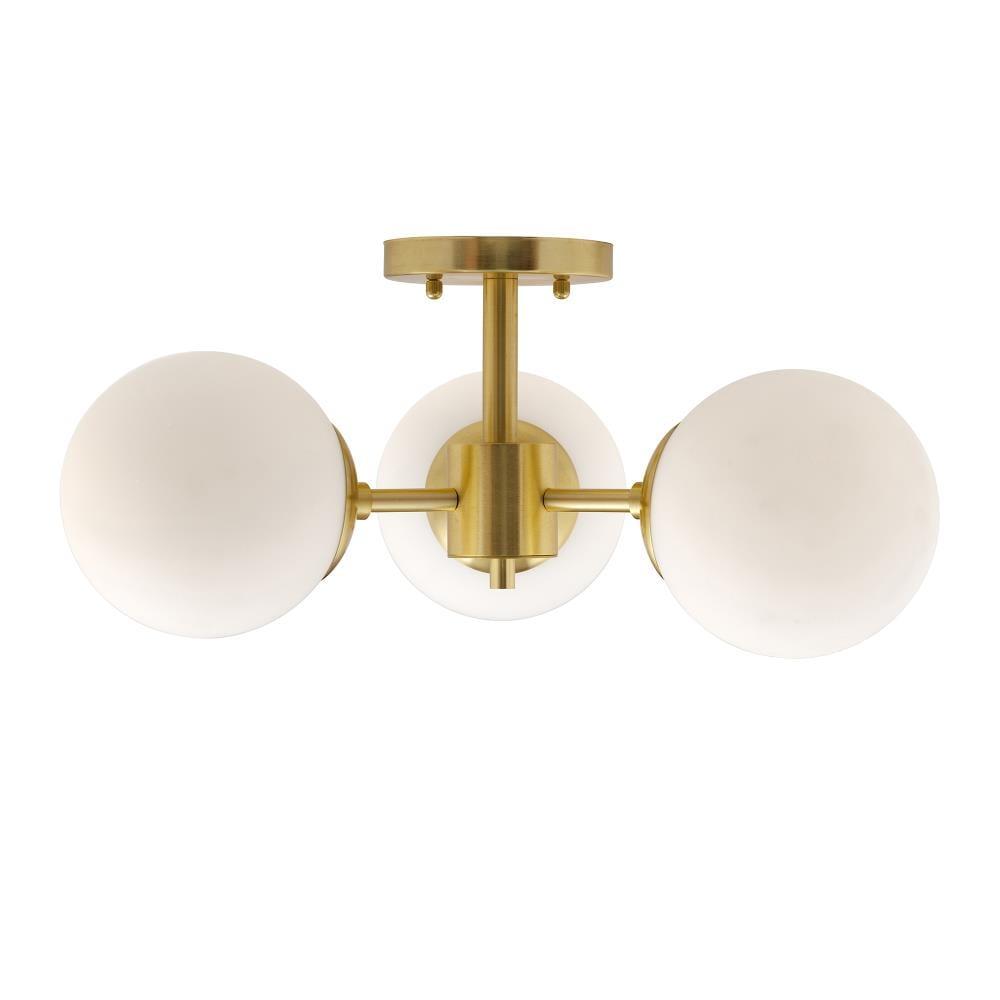 Farrell 3-Light Soft Gold semi flush mount with Satin Opal Glass - Soft Gold