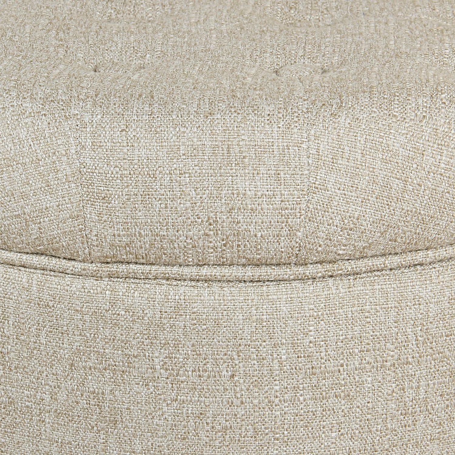 HomePop Boho Tufted Storage Ottoman Twine Light Brown: Upholstered, Plywood Frame, Foam Fill