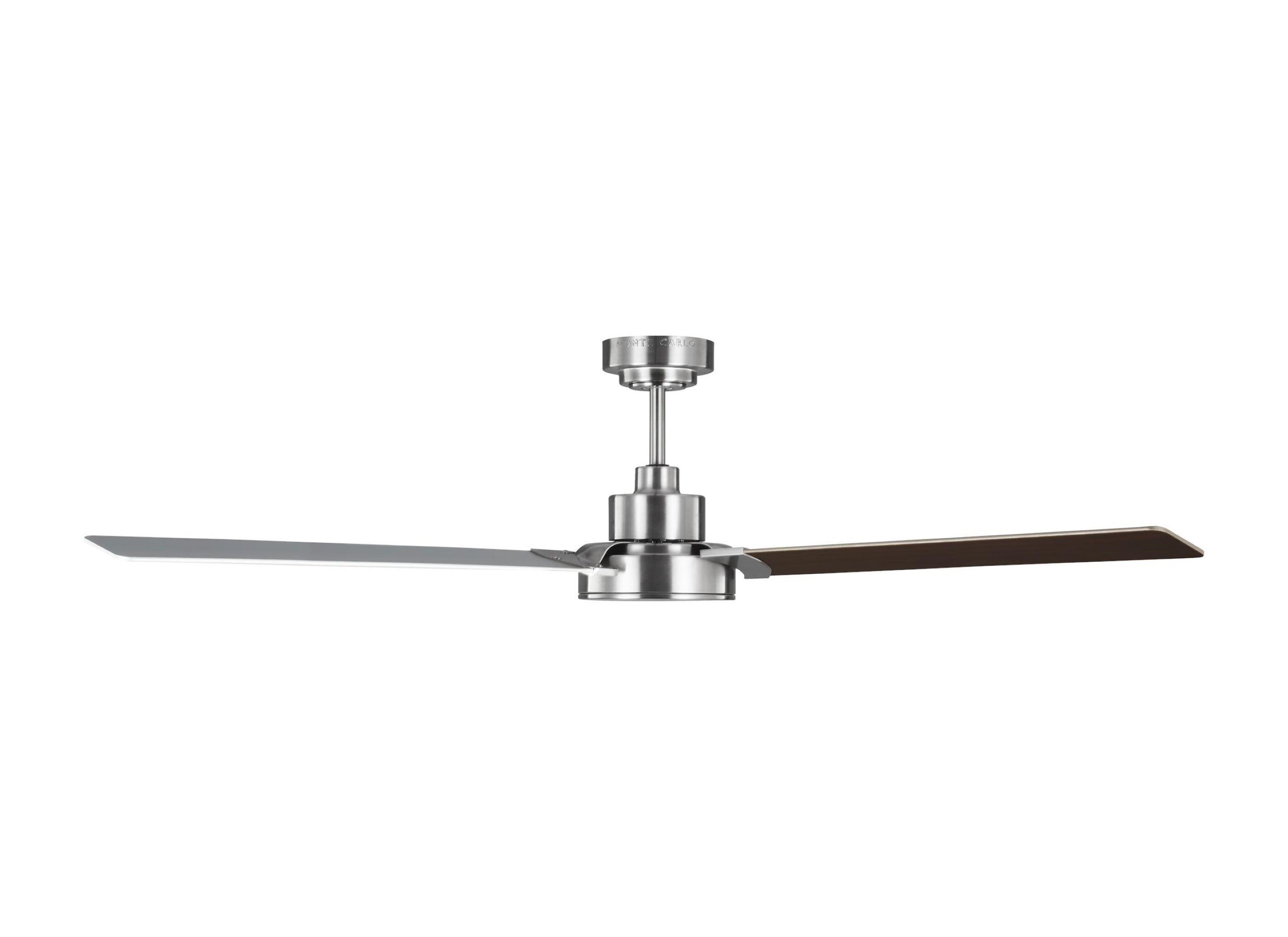 Generation Lighting Jovie 58-in Brushed Steel with Silver/American Walnut reversible blades Blades Propeller Ceiling Fan Without Light ( 3 -Blade )