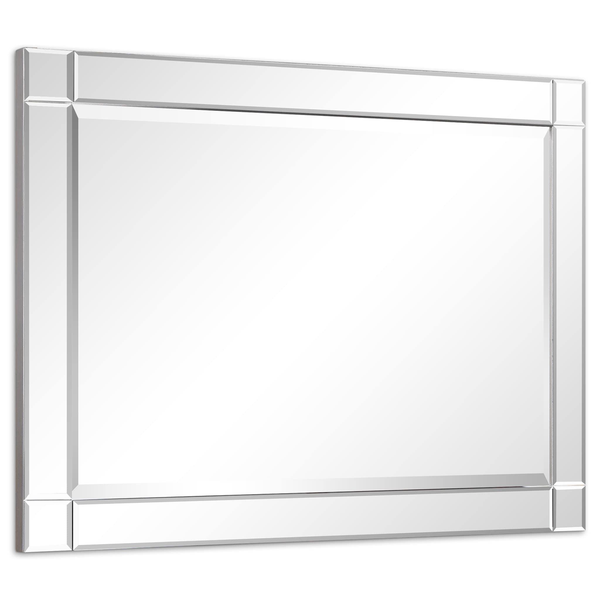 Empire Art Direct Moderno Squared Corner Beveled Rectangle Wall Mirror, Solid Wood Frame, 1"-Beveled Center Mirror, Ready to Hang - Clear 30 in. x 40