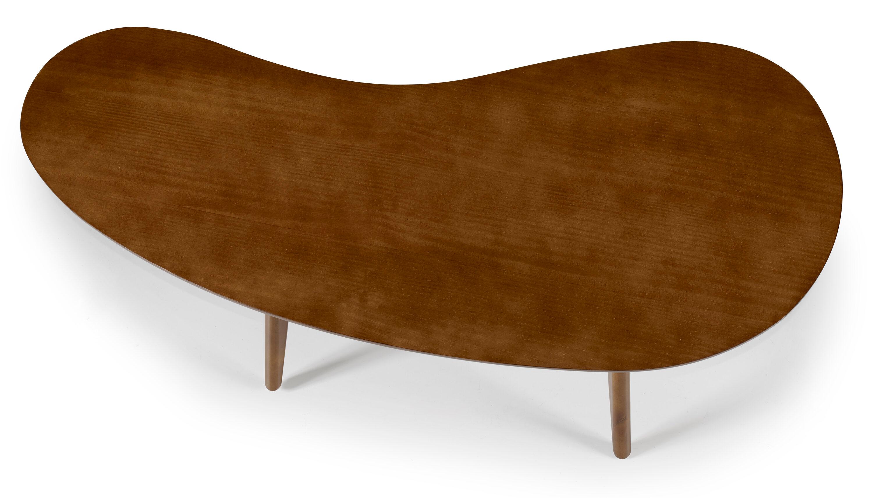 Mid-Century Modern Castanho Pine Wood Oval Coffee Table