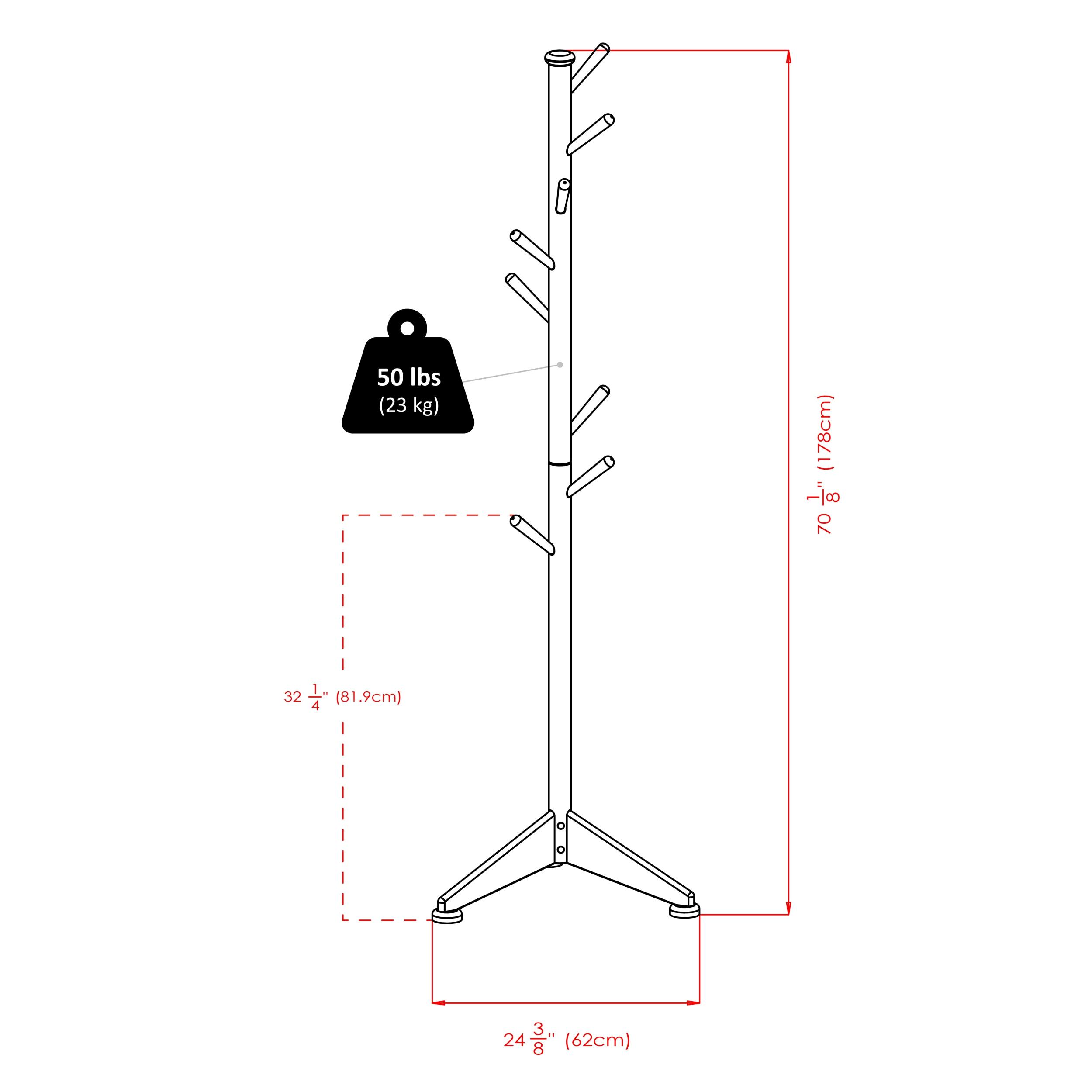 Lily Coat Tree Walnut Finish - Winsome: Solid Wood 9-Peg Entryway Organizer, X Base