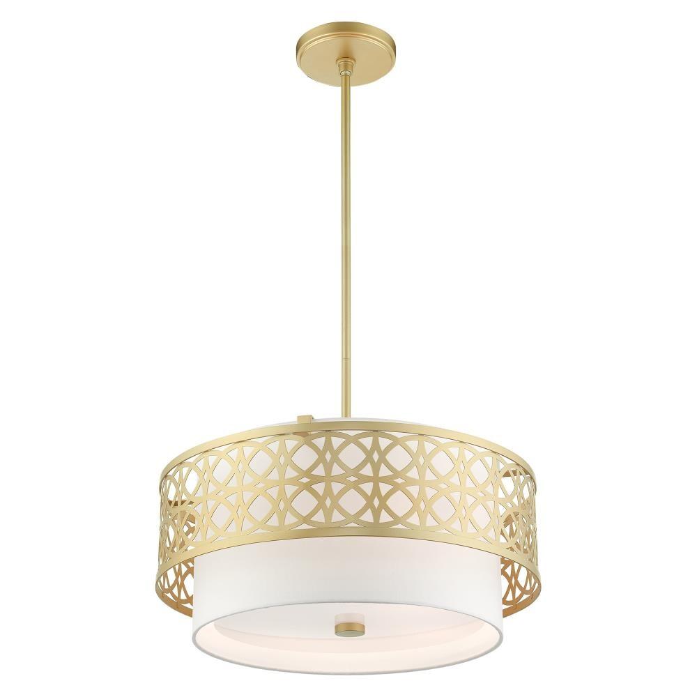 Calinda 4-Light Soft Gold LED Drum Pendant Chandelier