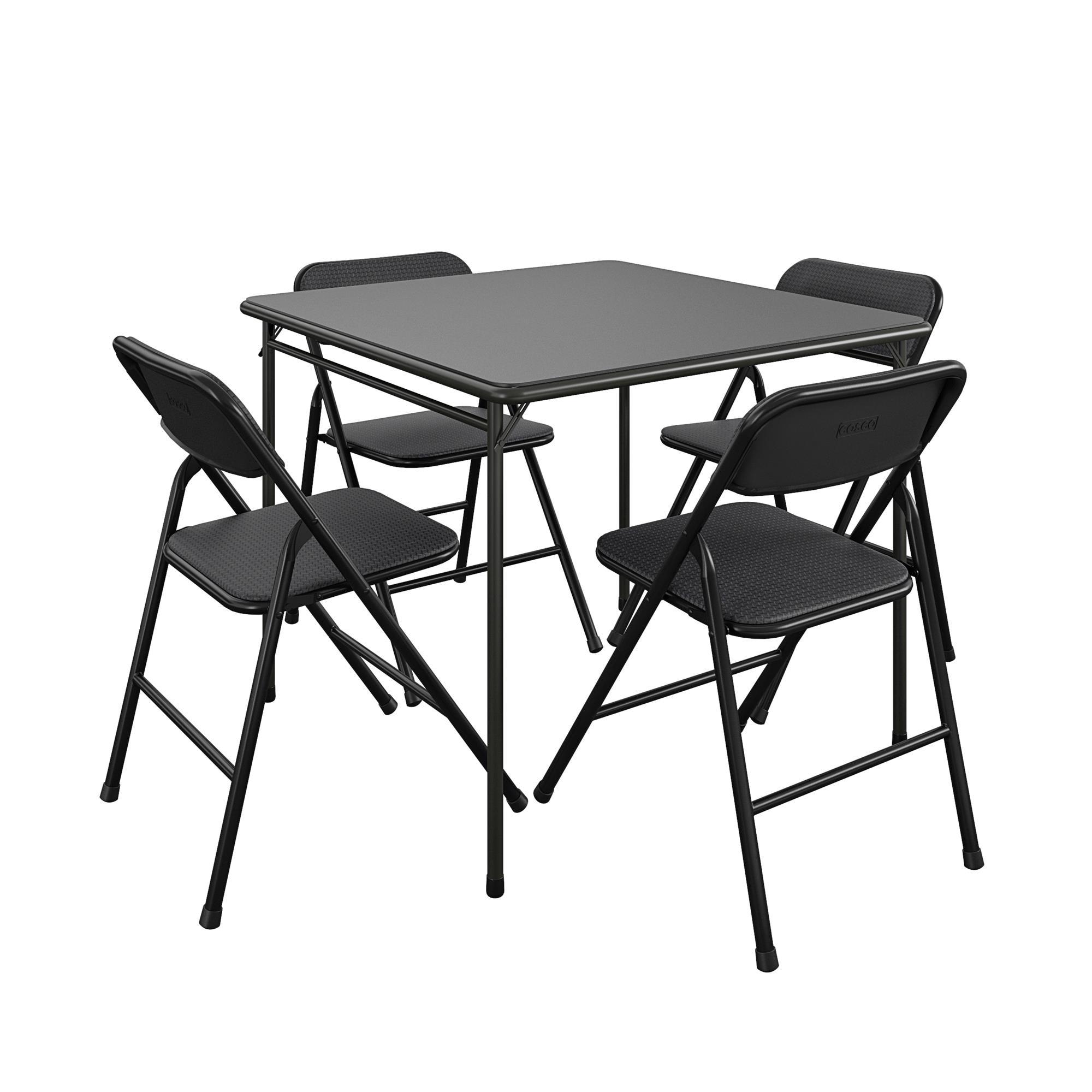 COSCO COSCO 5-Piece Folding Fabric Dining Set & 34" Vinyl Card Table