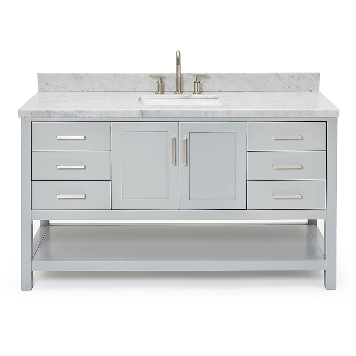 Ariel S061scwrvo Magnolia 61" Free Standing Double Basin Vanity Set - Grey