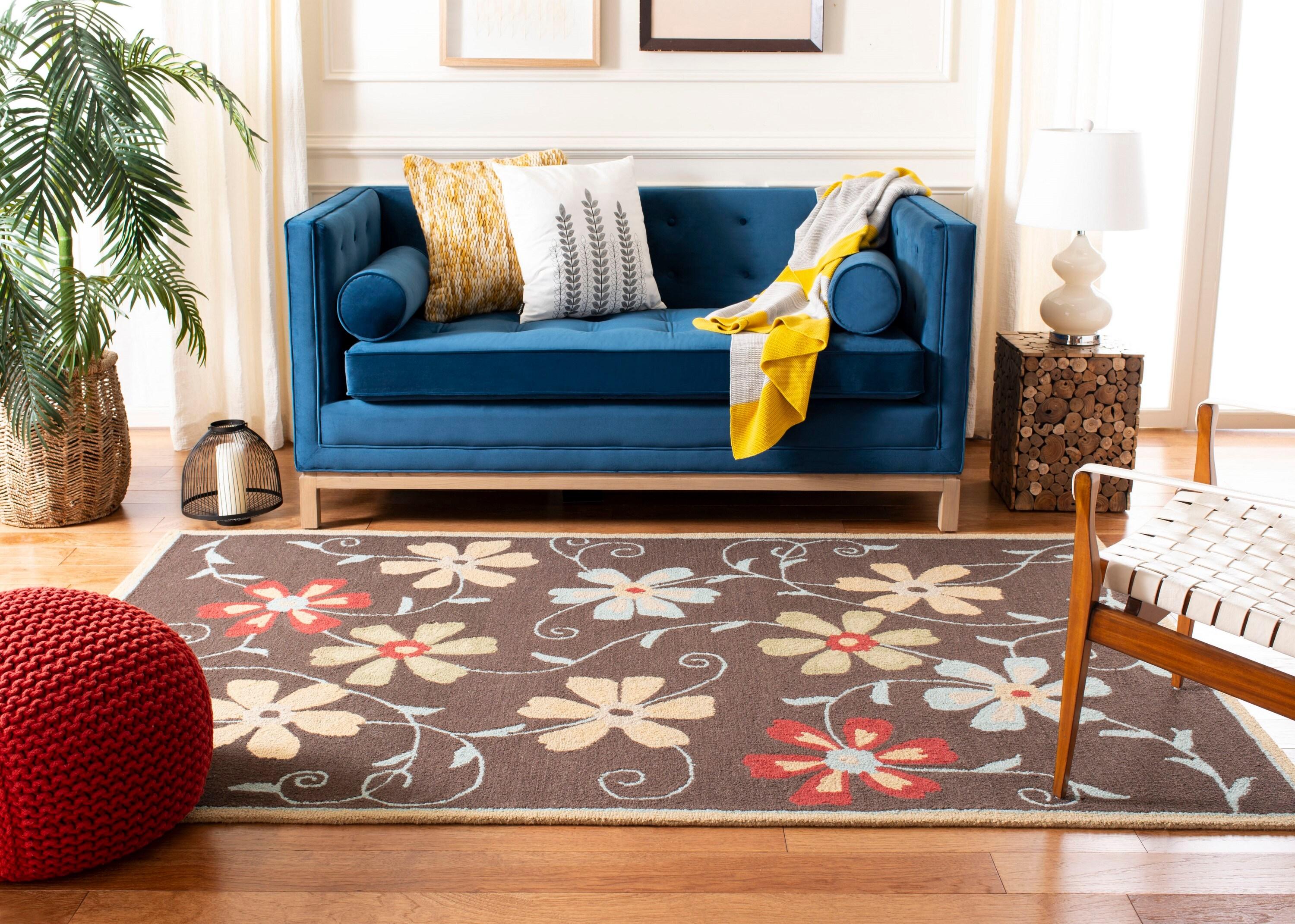 Blossom BLM784 Hand Hooked Area Rug - Brown/Multi - 8'x10' - Safavieh.