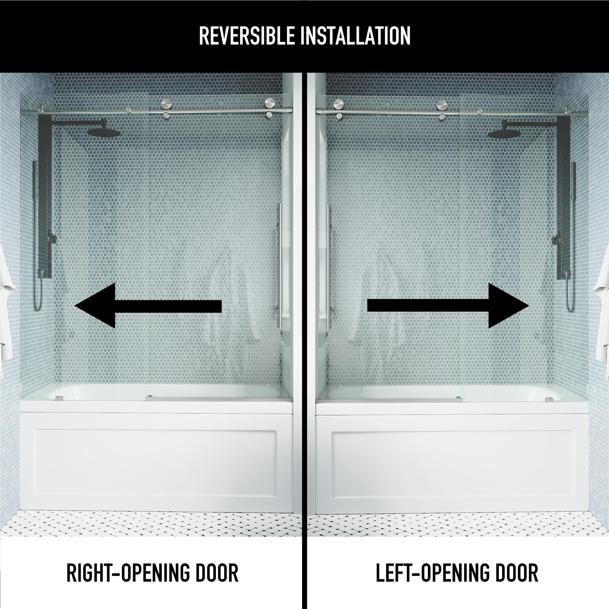 Elan E-Class 56-60" W x 66" H Sliding Frameless Tub Door with 3/8" Clear Glass